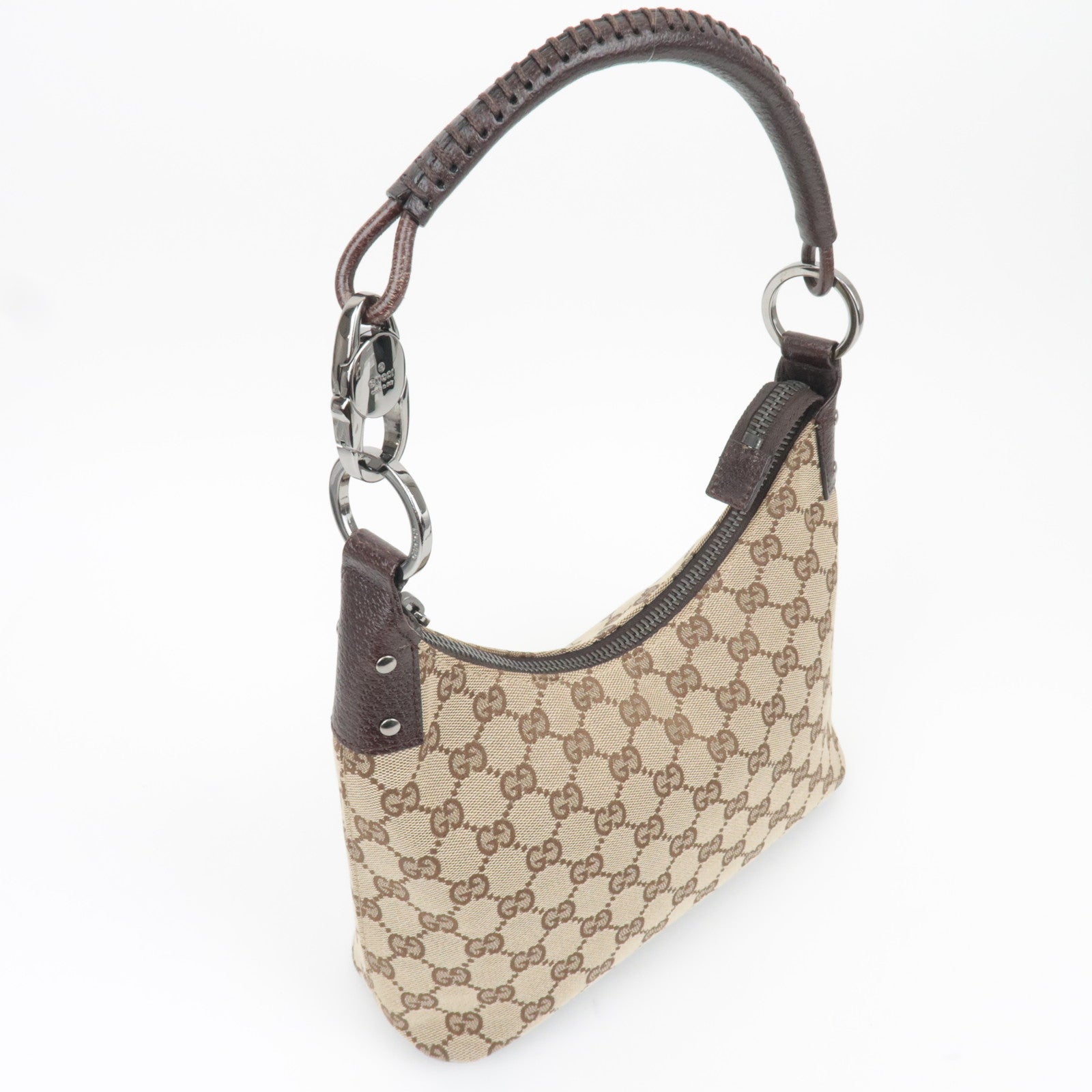 GUCCI GG Canvas Hobo Shoulder Bag Beige 115002