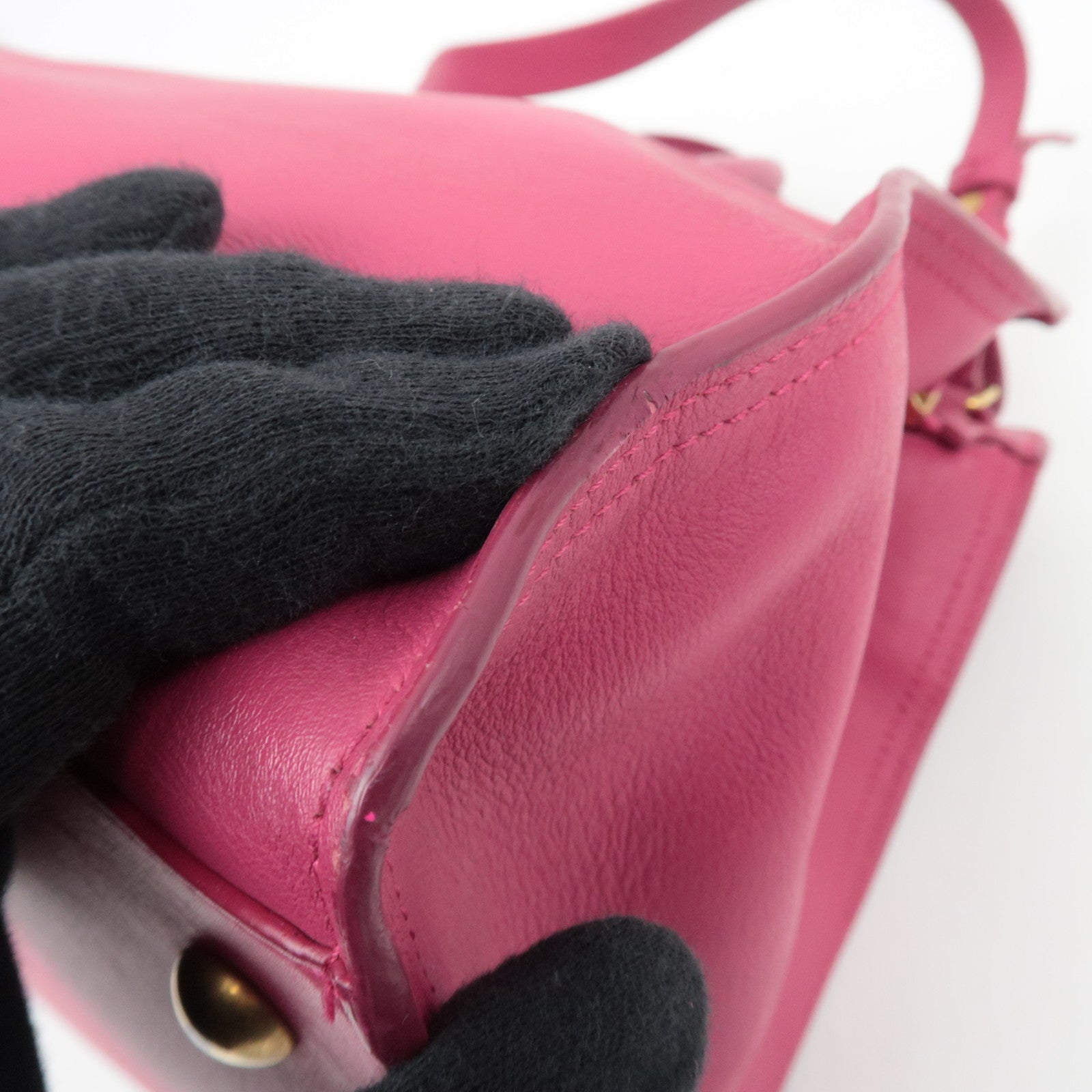 SAINT LAURENT Y Line Petit Cabas Leather 2Way Handbag Pink 311210