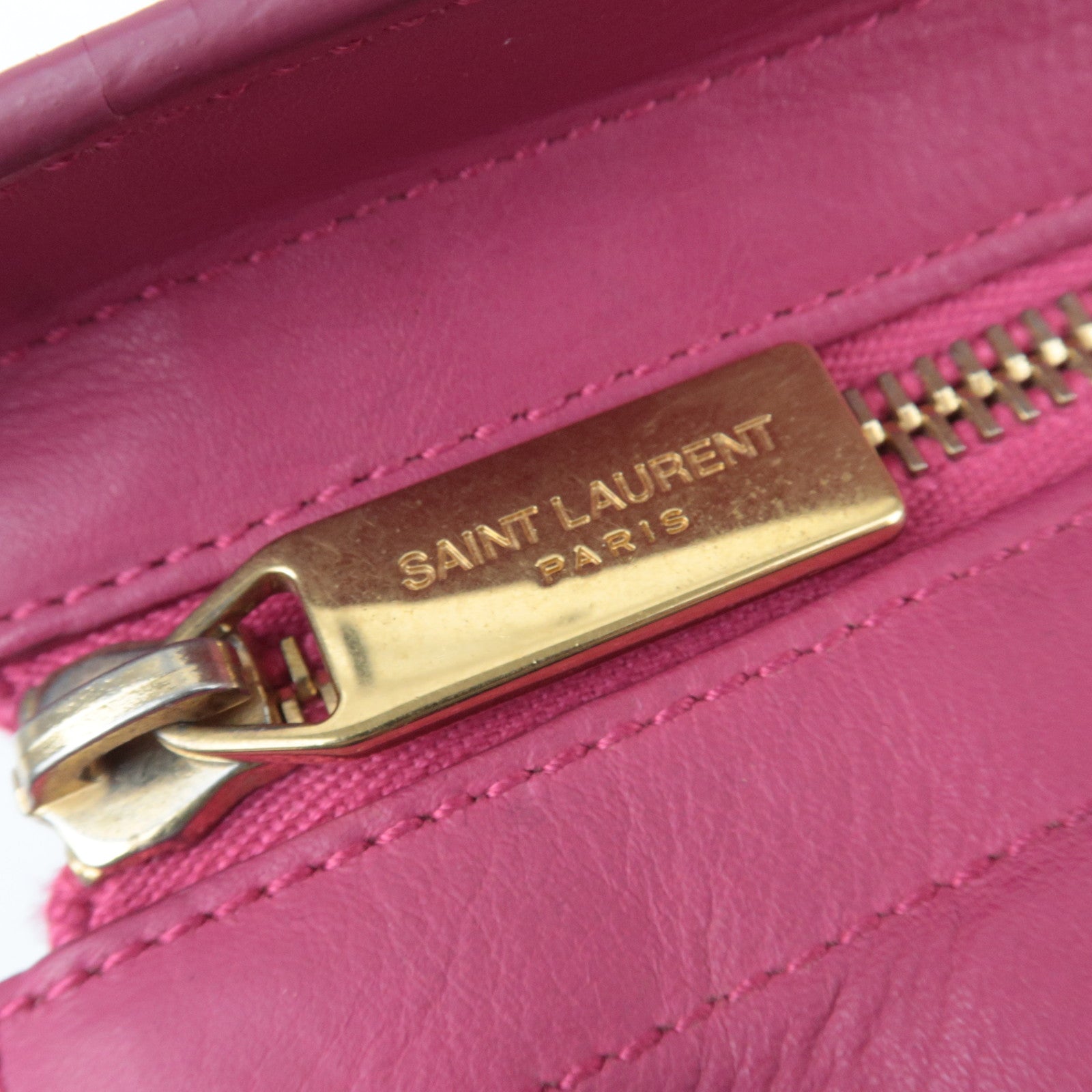 SAINT LAURENT Y Line Petit Cabas Leather 2Way Handbag Pink 311210