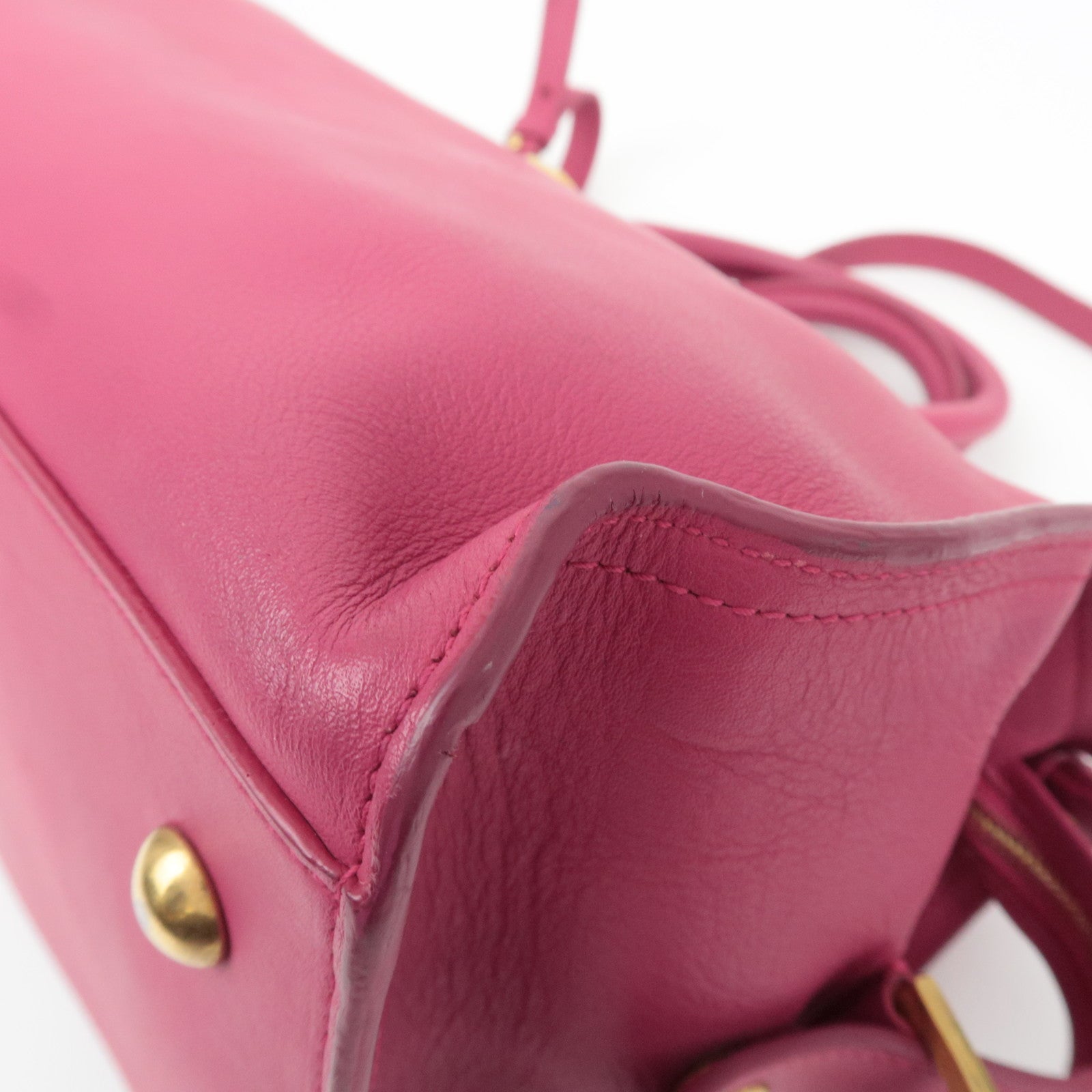 SAINT LAURENT Y Line Petit Cabas Leather 2Way Handbag Pink 311210