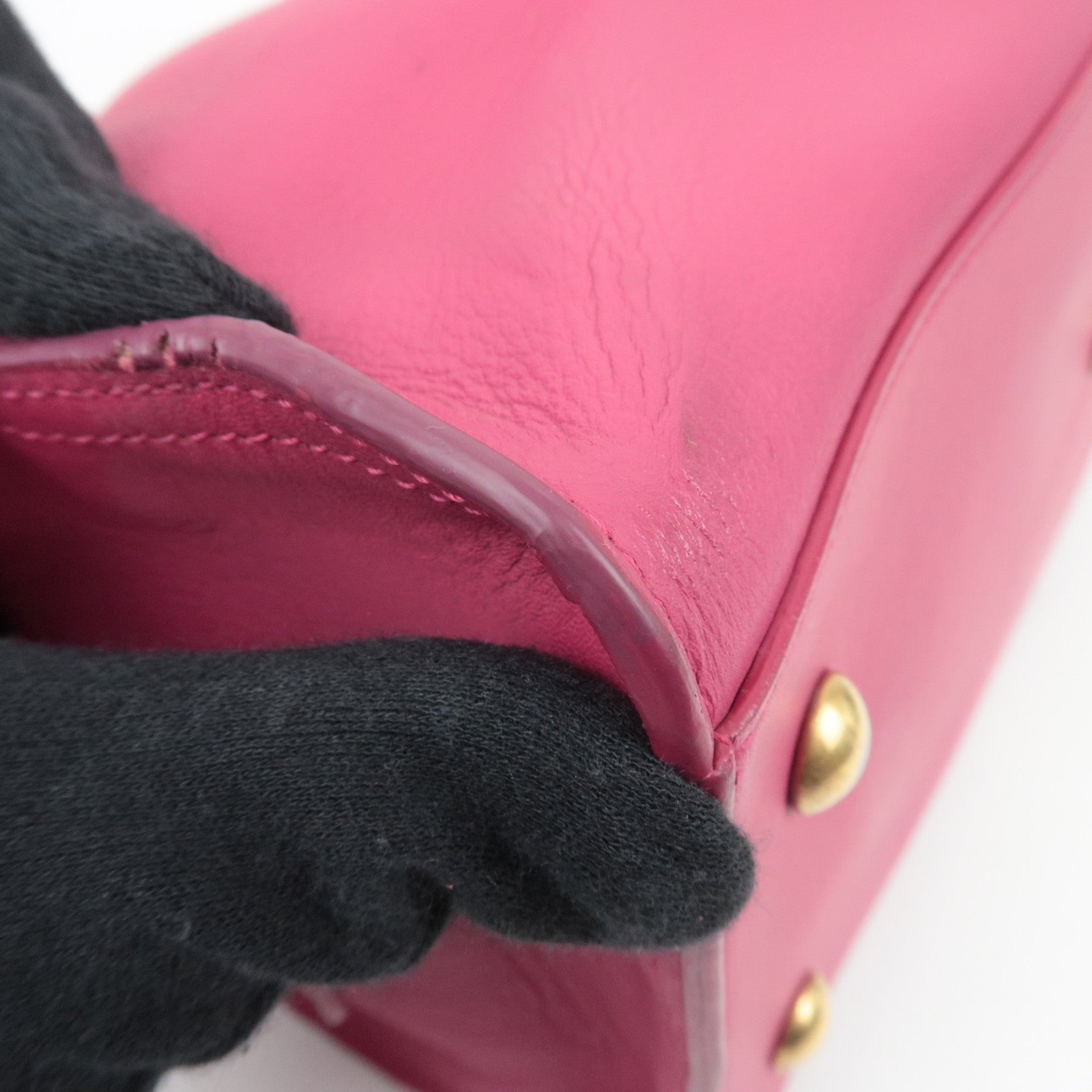 SAINT LAURENT Y Line Petit Cabas Leather 2Way Handbag Pink 311210