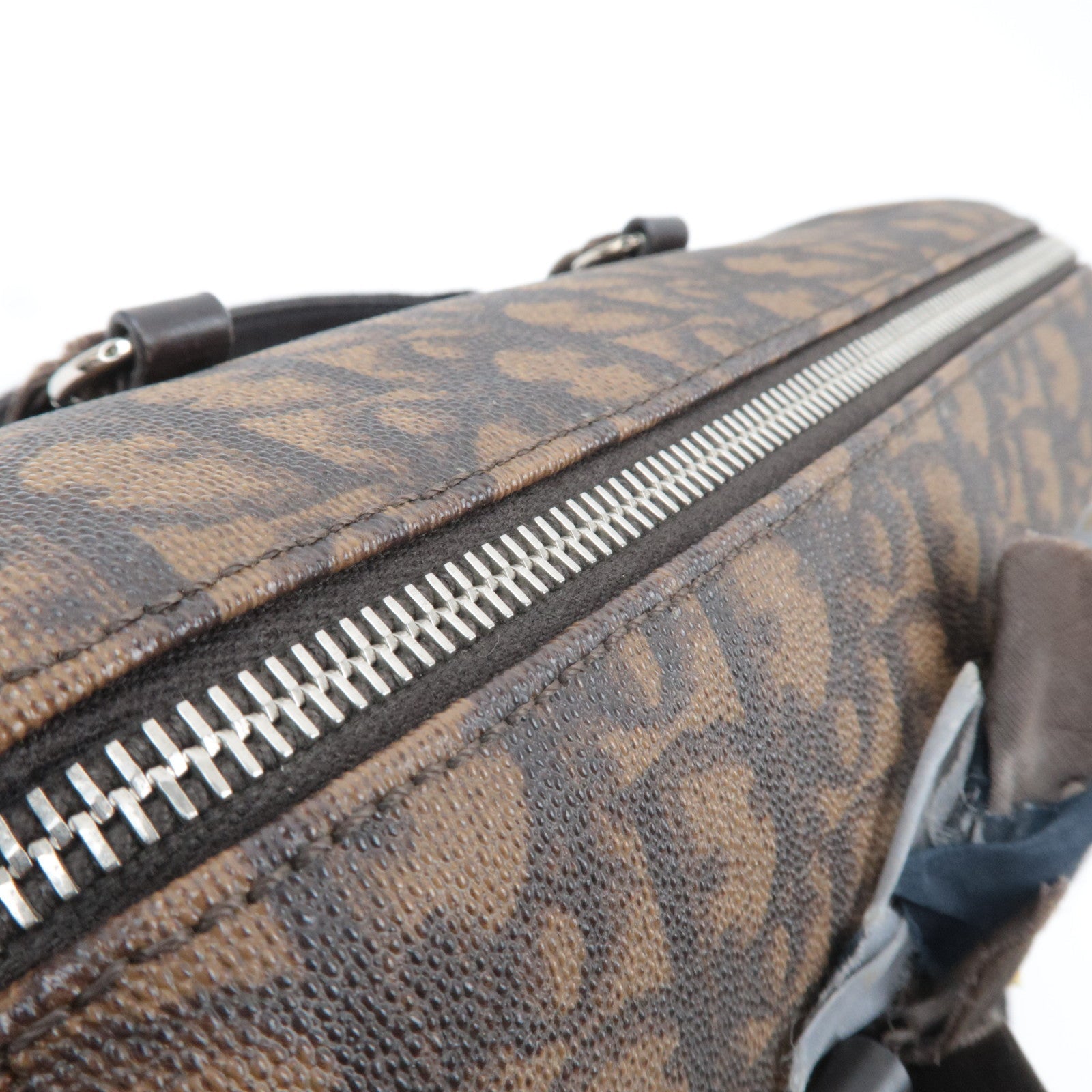 Christian Dior Trotter Romantic PVC Velour Chain Handbag Brown