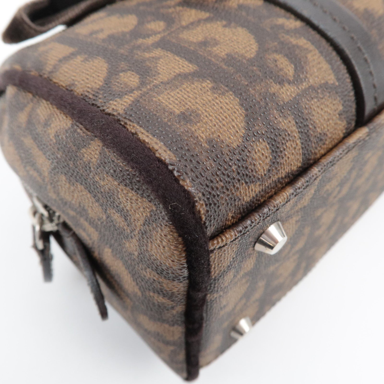 Christian Dior Trotter Romantic PVC Velour Chain Handbag Brown