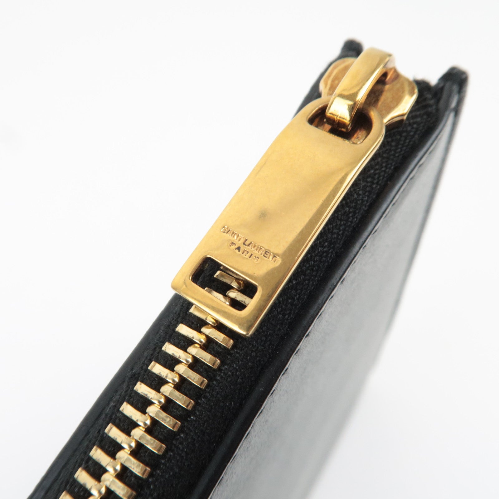 SAINT LAURENT Leather Clutch Bag Black 607779