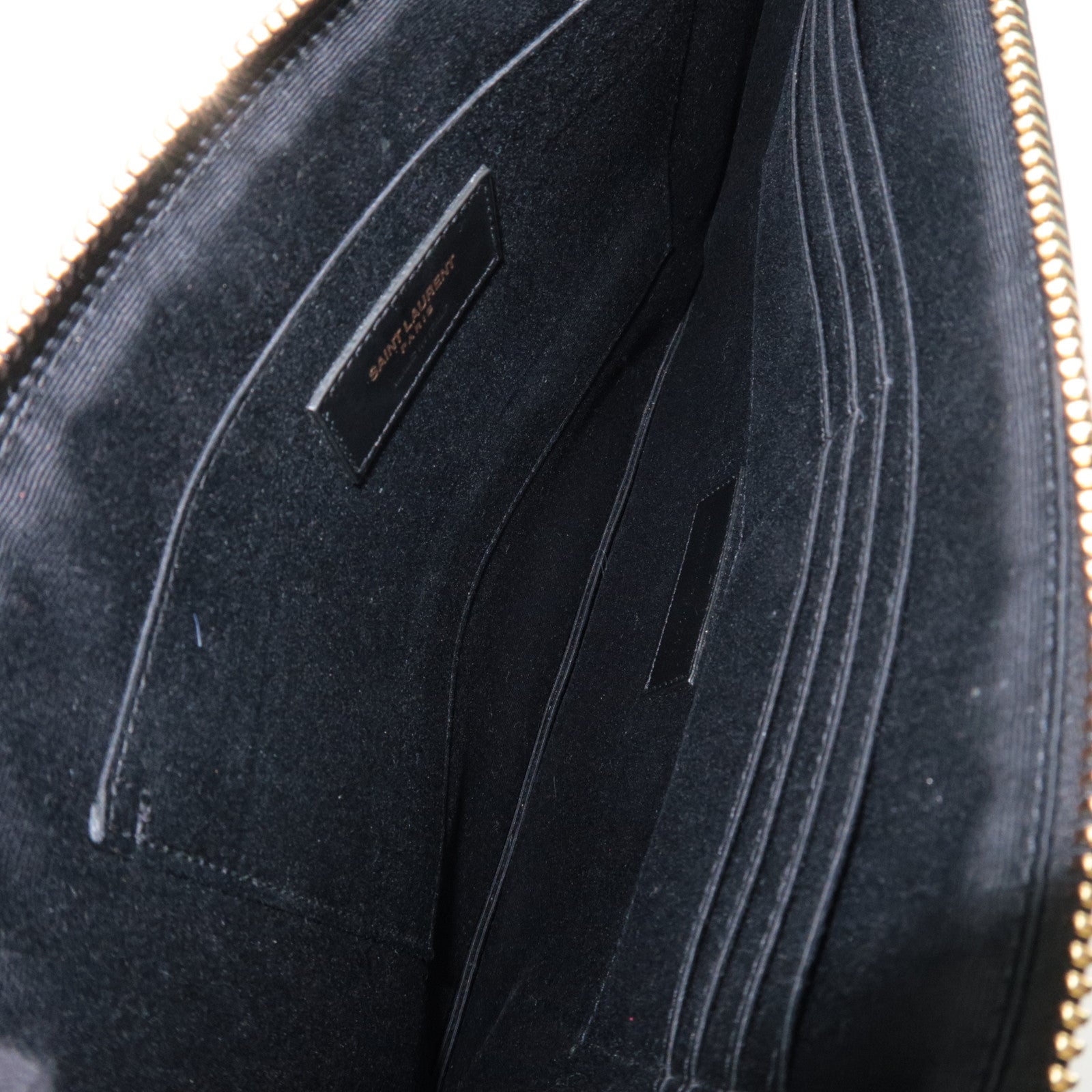 SAINT LAURENT Leather Clutch Bag Black 607779