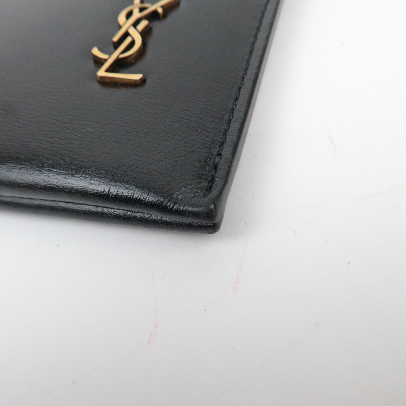 SAINT LAURENT Leather Clutch Bag Black 607779