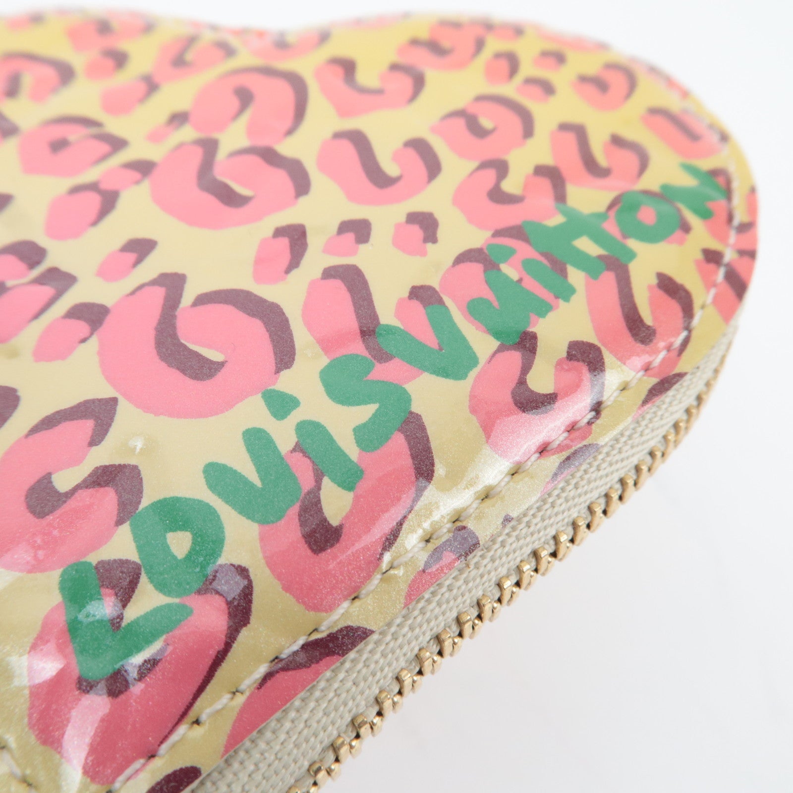 Louis Vuitton Monogram Vernis Leopard Porte Monnaie Coeur Coin Case Broncorail M91473
