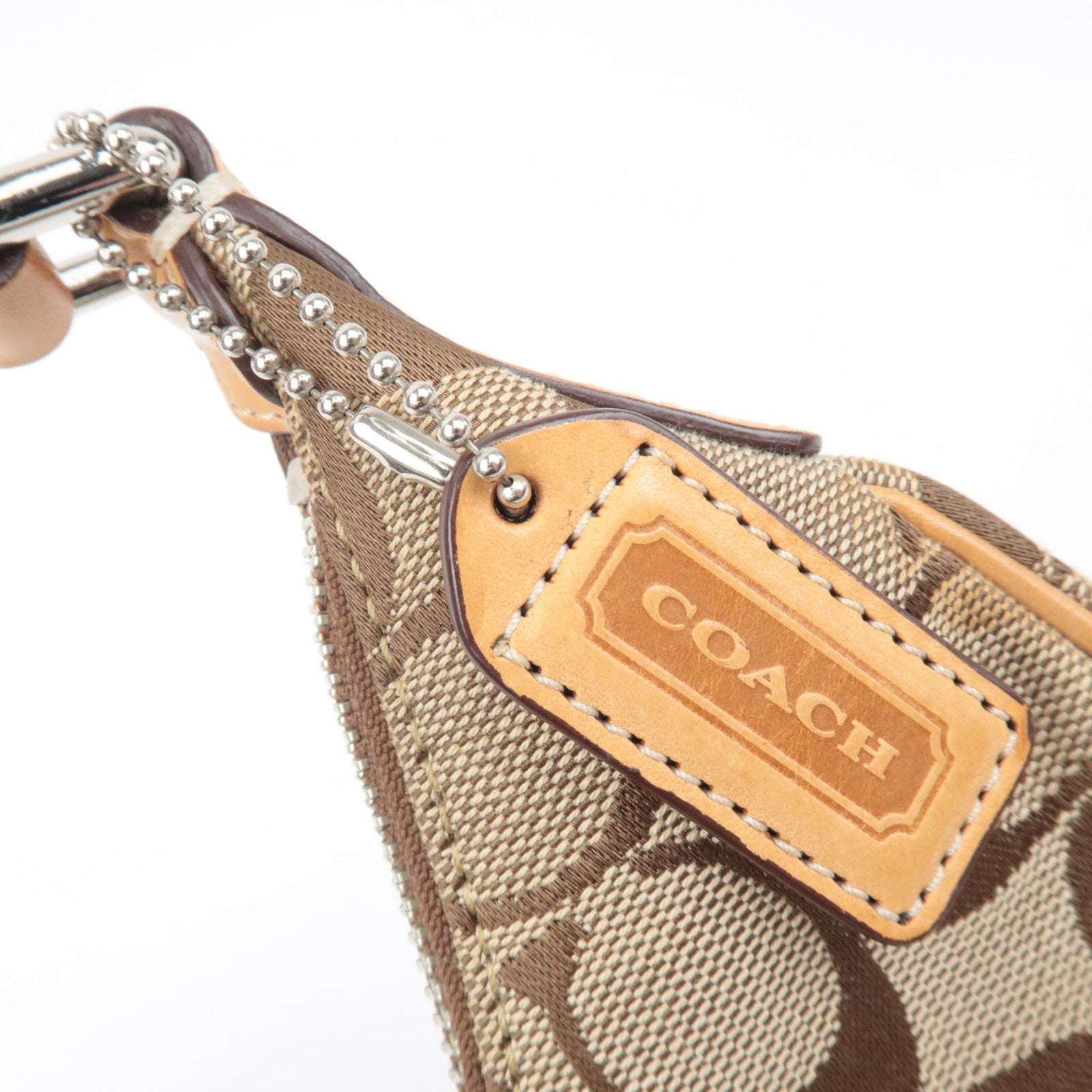 COACH Signature Hobo Canvas Leather Shoulder Bag Beige 6361