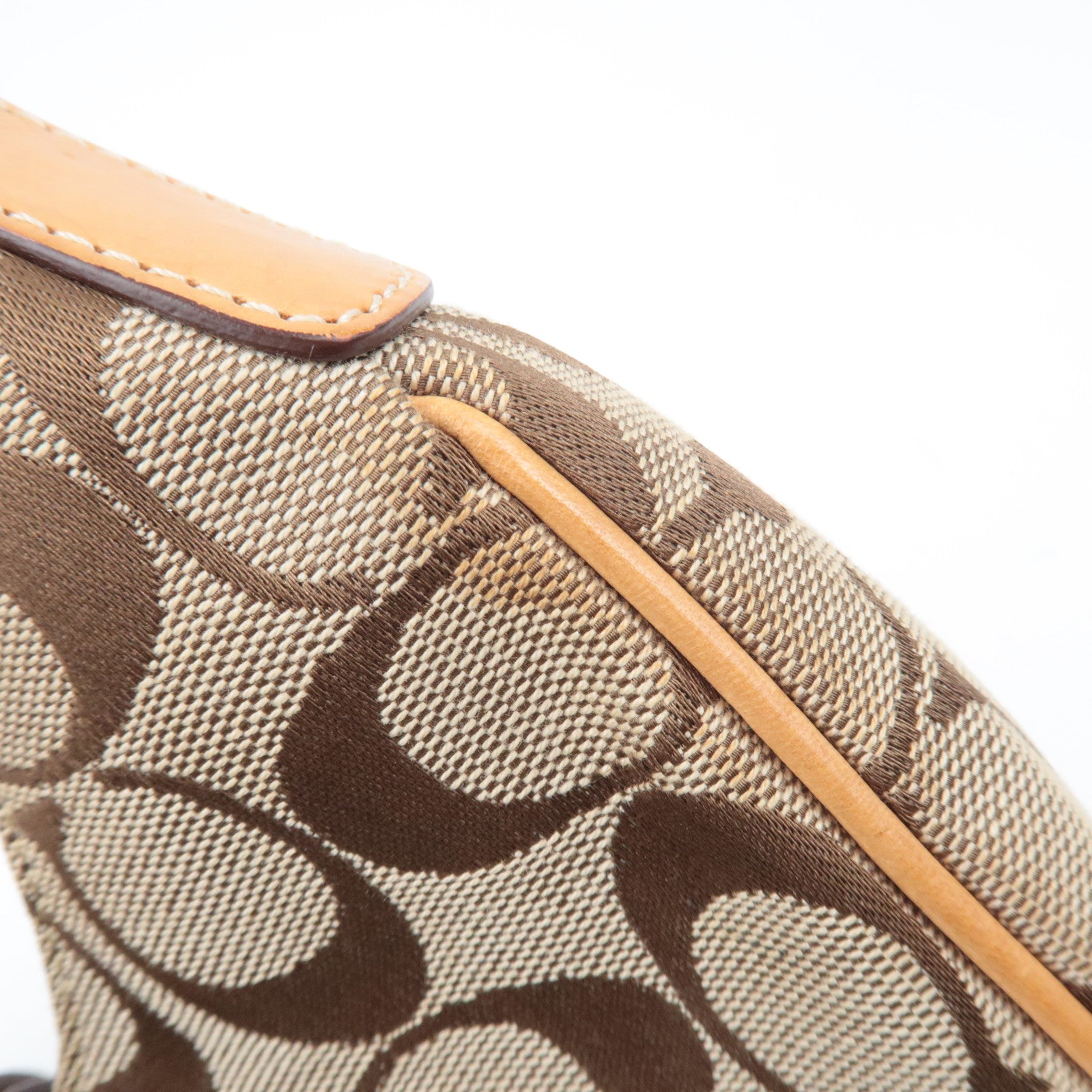 COACH Signature Hobo Canvas Leather Shoulder Bag Beige 6361