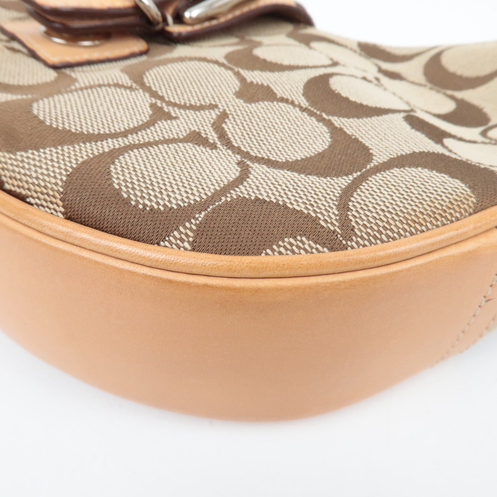 COACH Signature Hobo Canvas Leather Shoulder Bag Beige 6361