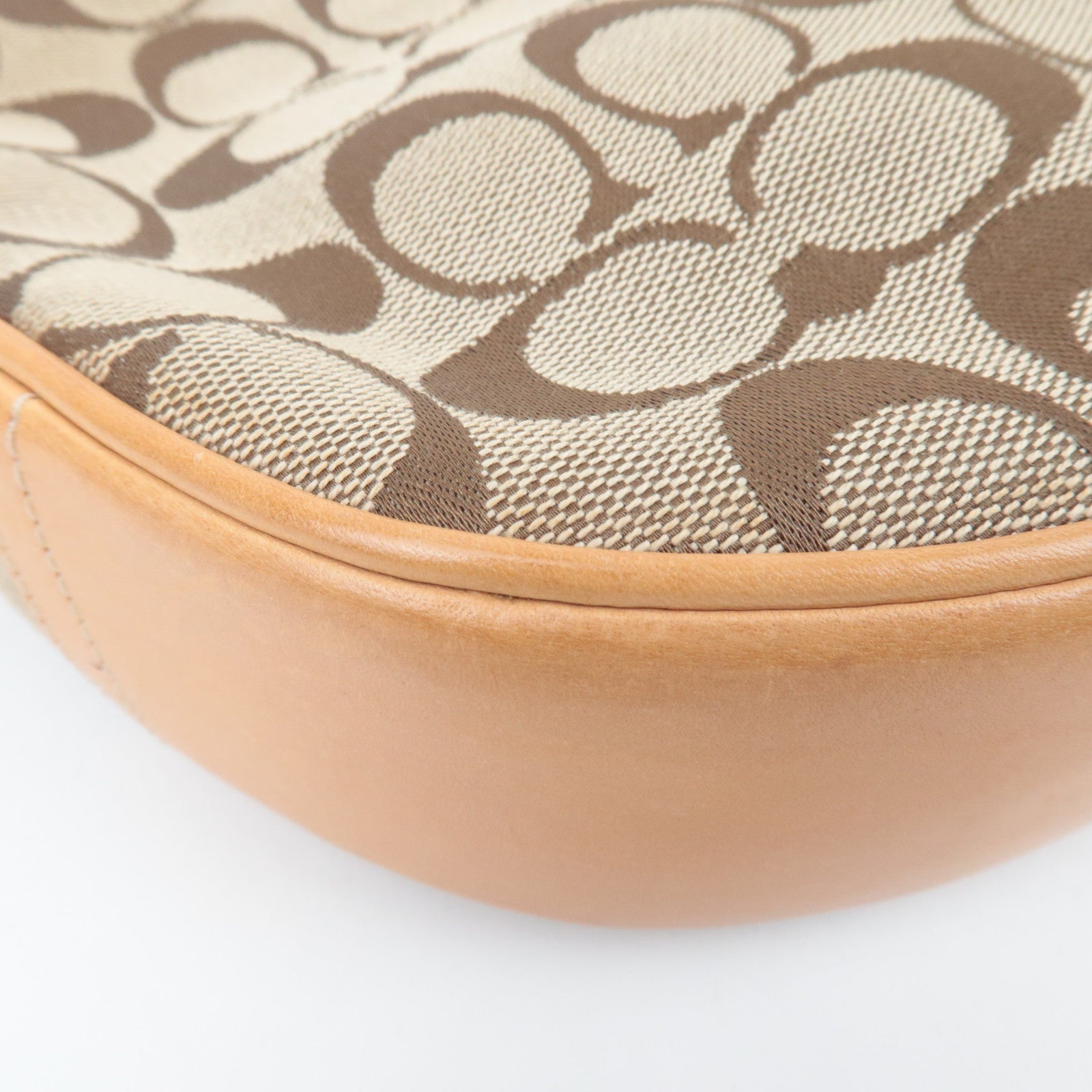 COACH Signature Hobo Canvas Leather Shoulder Bag Beige 6361