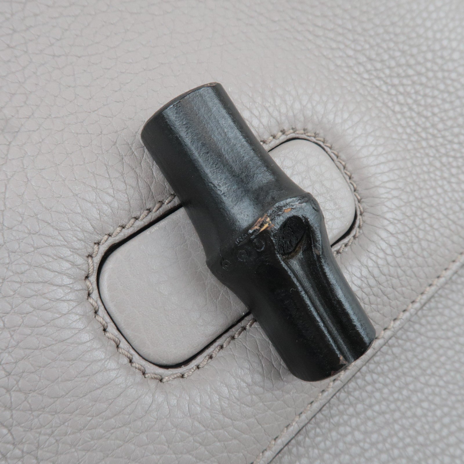 GUCCI Bamboo Daily Medium Leather 2Way Handbag Light Gray 392013