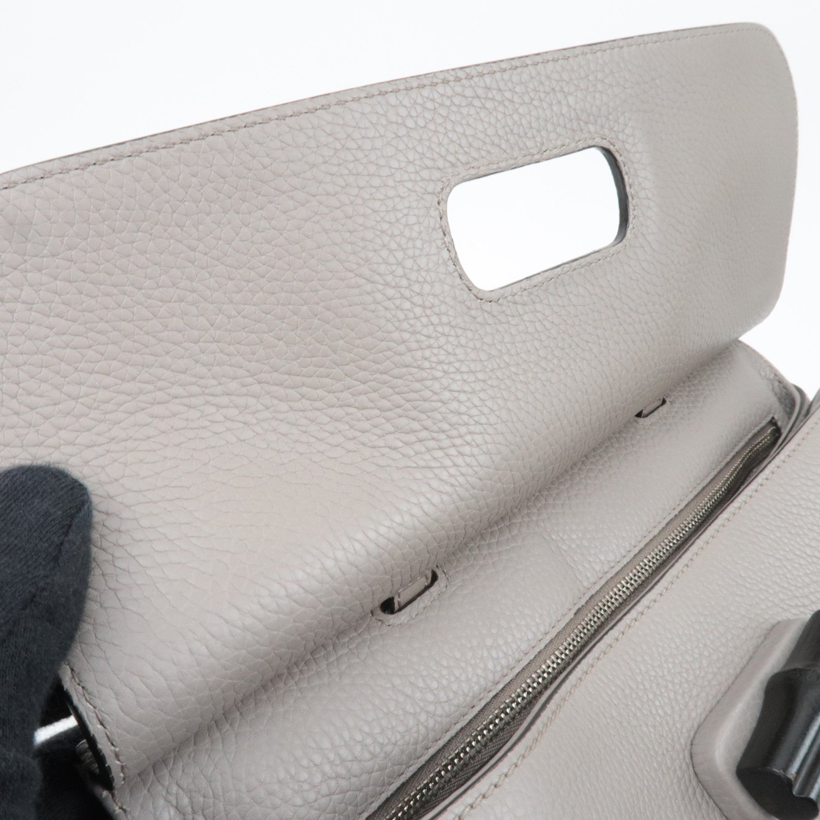 GUCCI Bamboo Daily Medium Leather 2Way Handbag Light Gray 392013