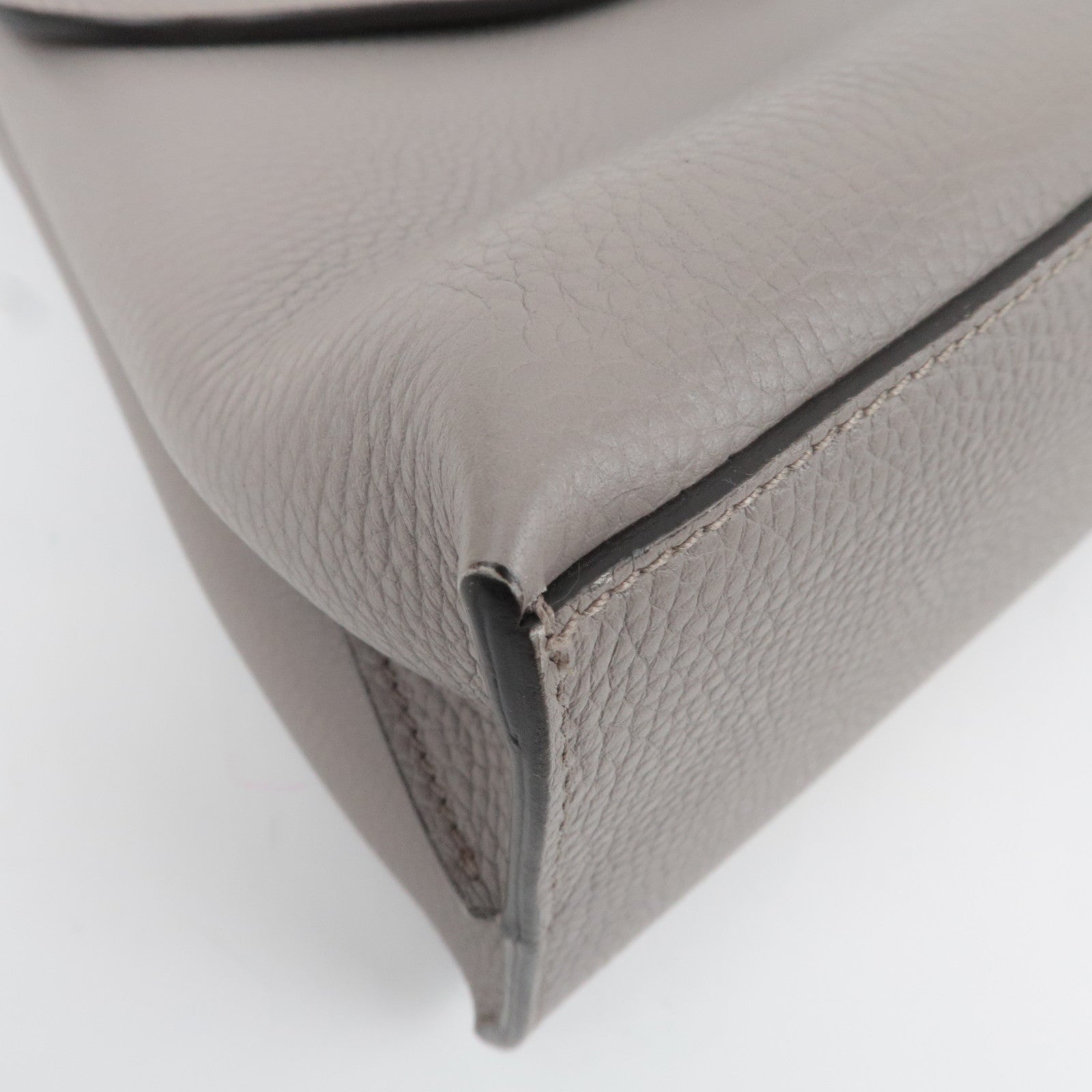 GUCCI Bamboo Daily Medium Leather 2Way Handbag Light Gray 392013