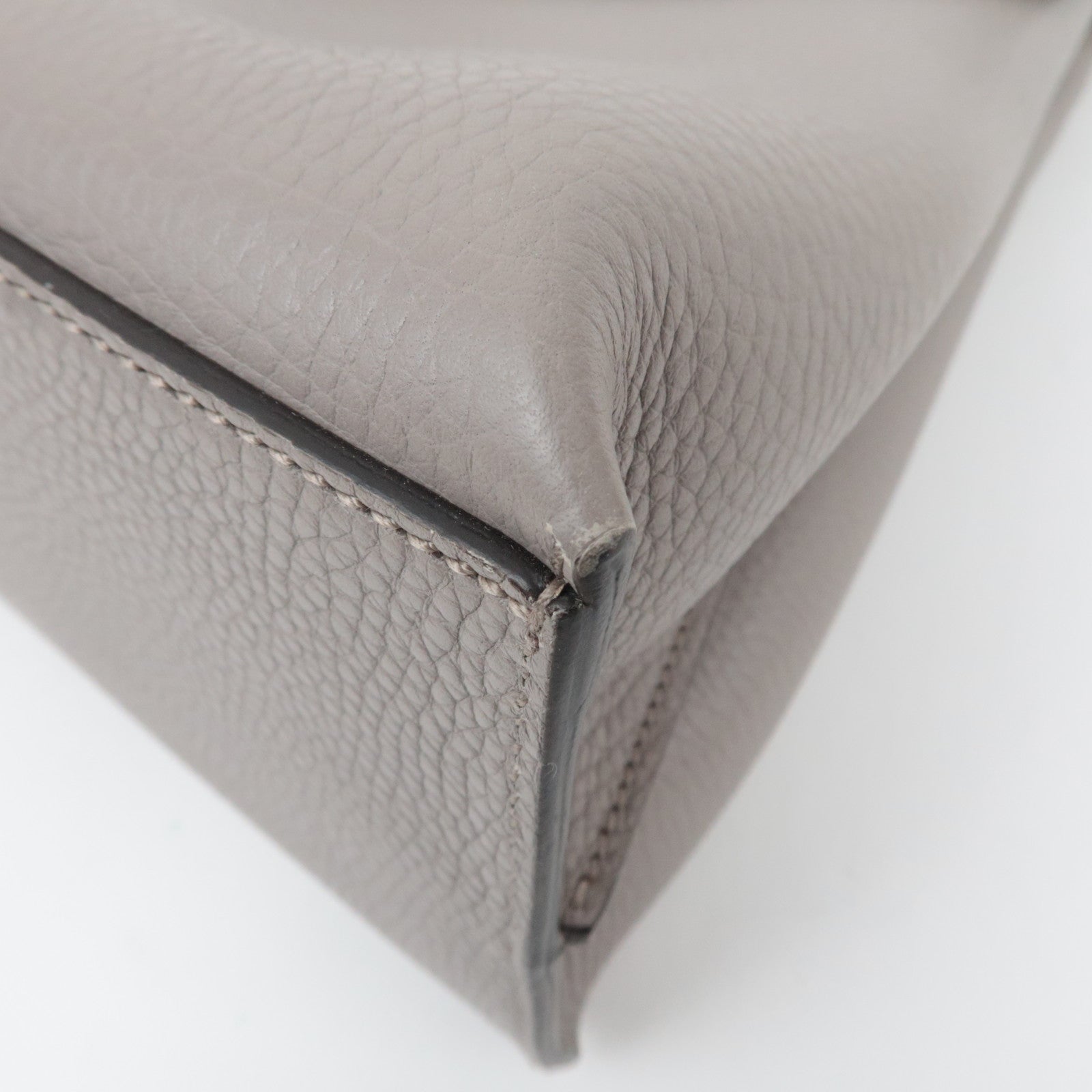 GUCCI Bamboo Daily Medium Leather 2Way Handbag Light Gray 392013