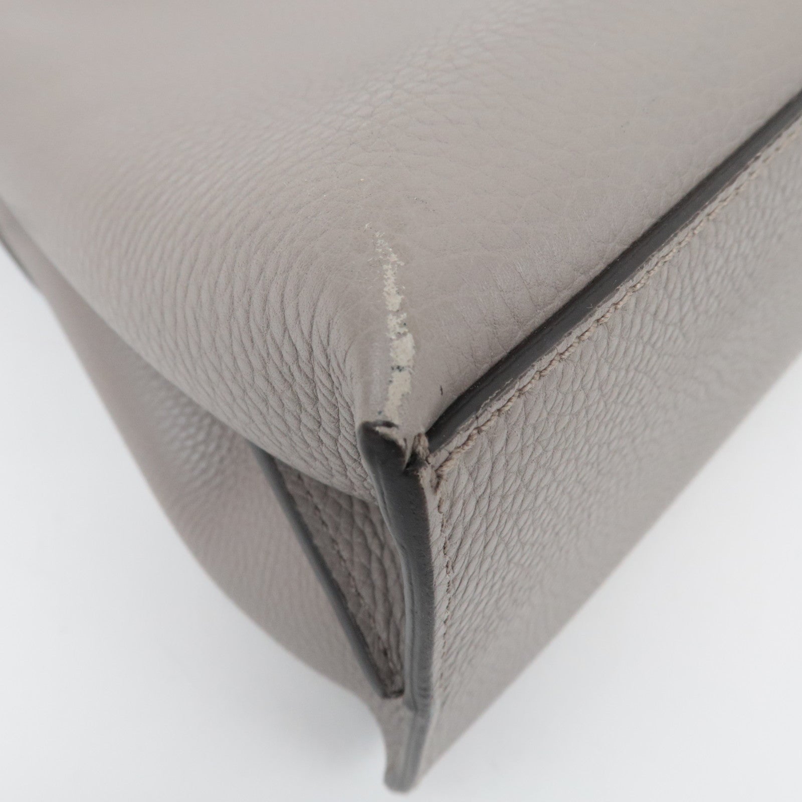 GUCCI Bamboo Daily Medium Leather 2Way Handbag Light Gray 392013