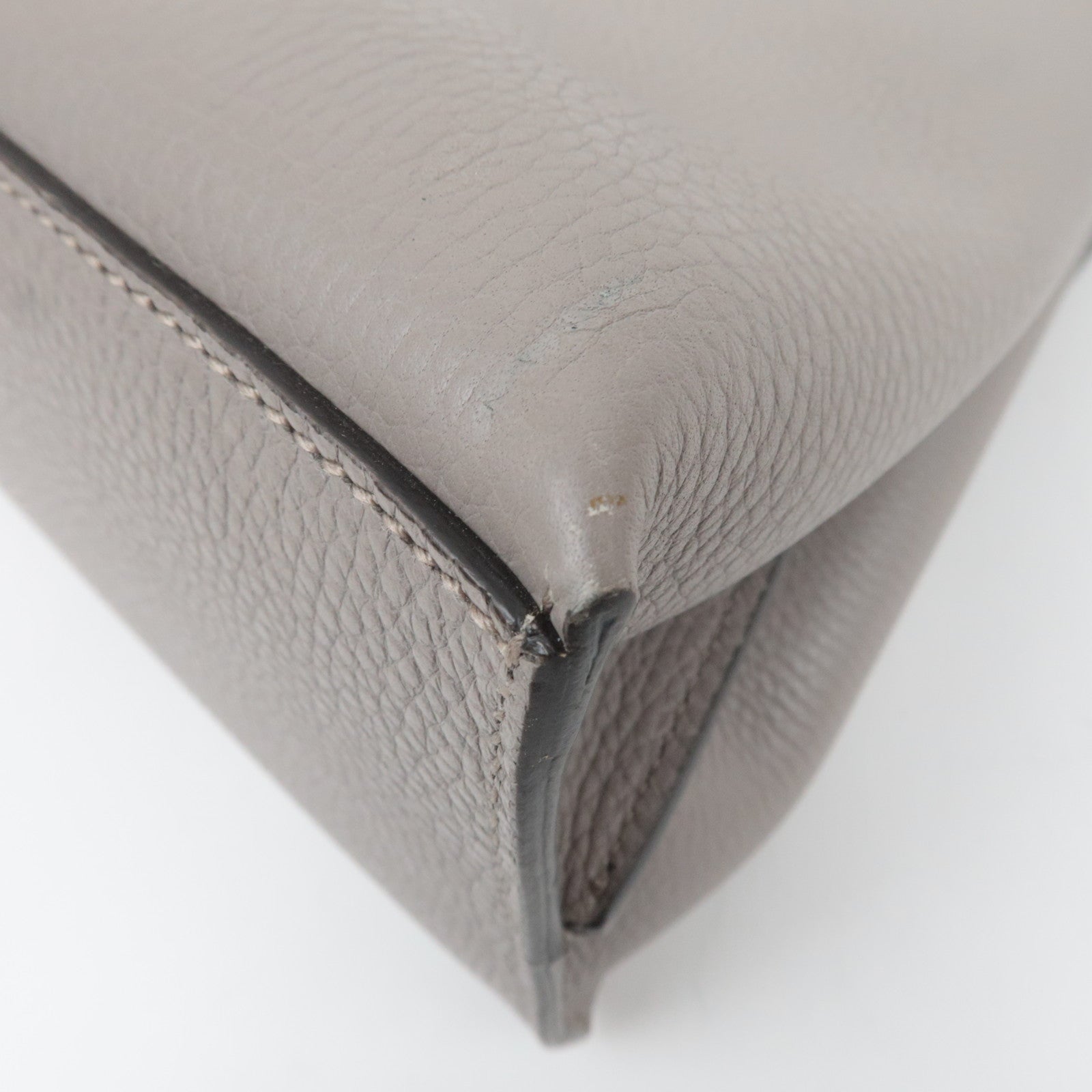 GUCCI Bamboo Daily Medium Leather 2Way Handbag Light Gray 392013