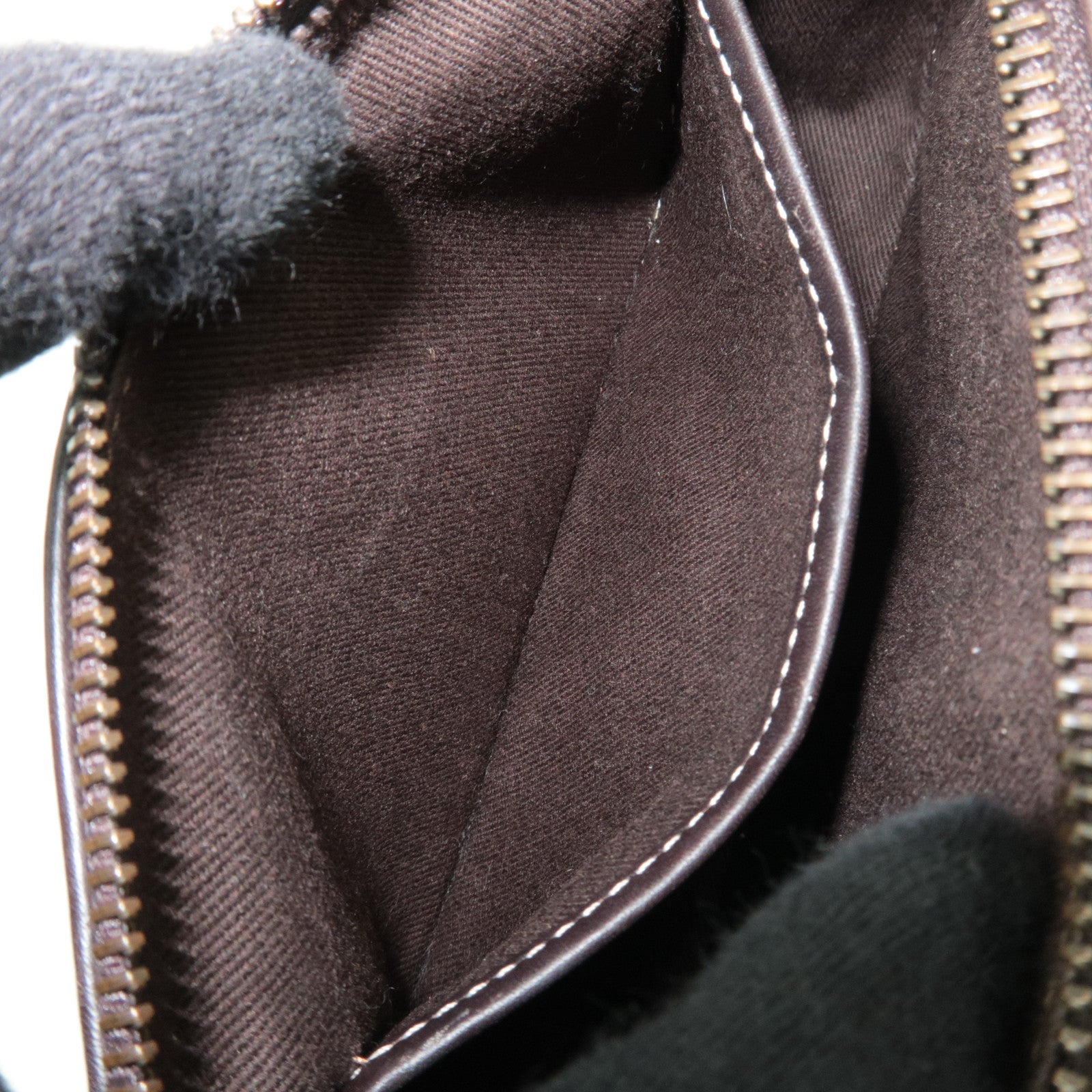 CELINE Macadam Canvas Leather Shoulder Bag Beige Brown