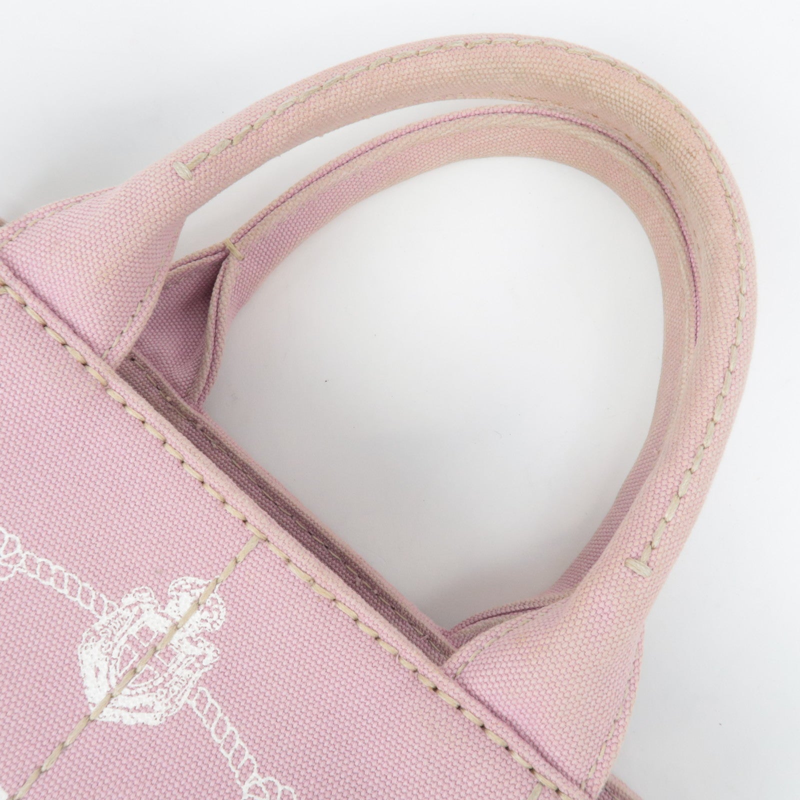 PRADA Canapa Mini Canvas 2Way Handbag Pink 1BG439