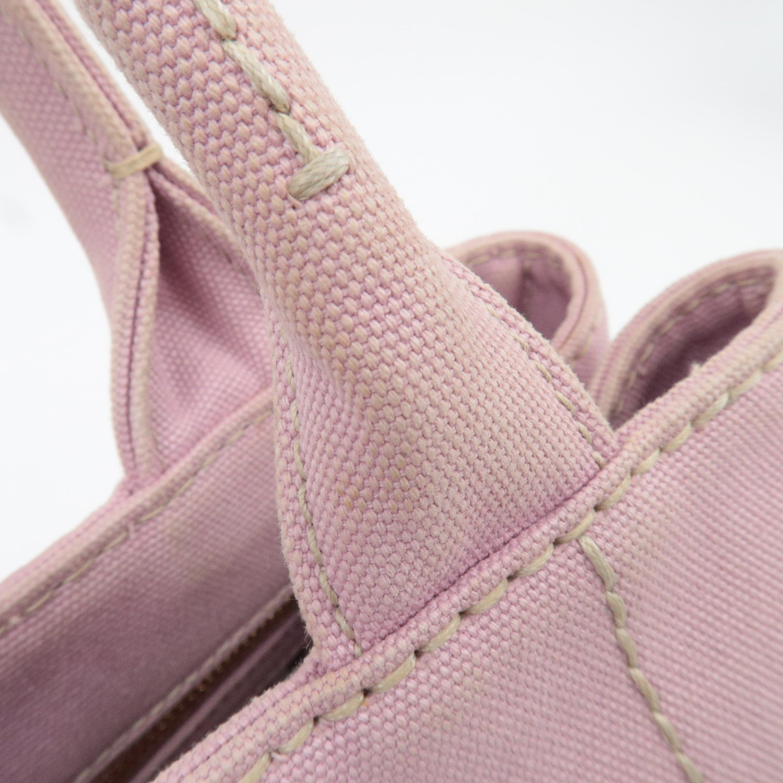 PRADA Canapa Mini Canvas 2Way Handbag Pink 1BG439