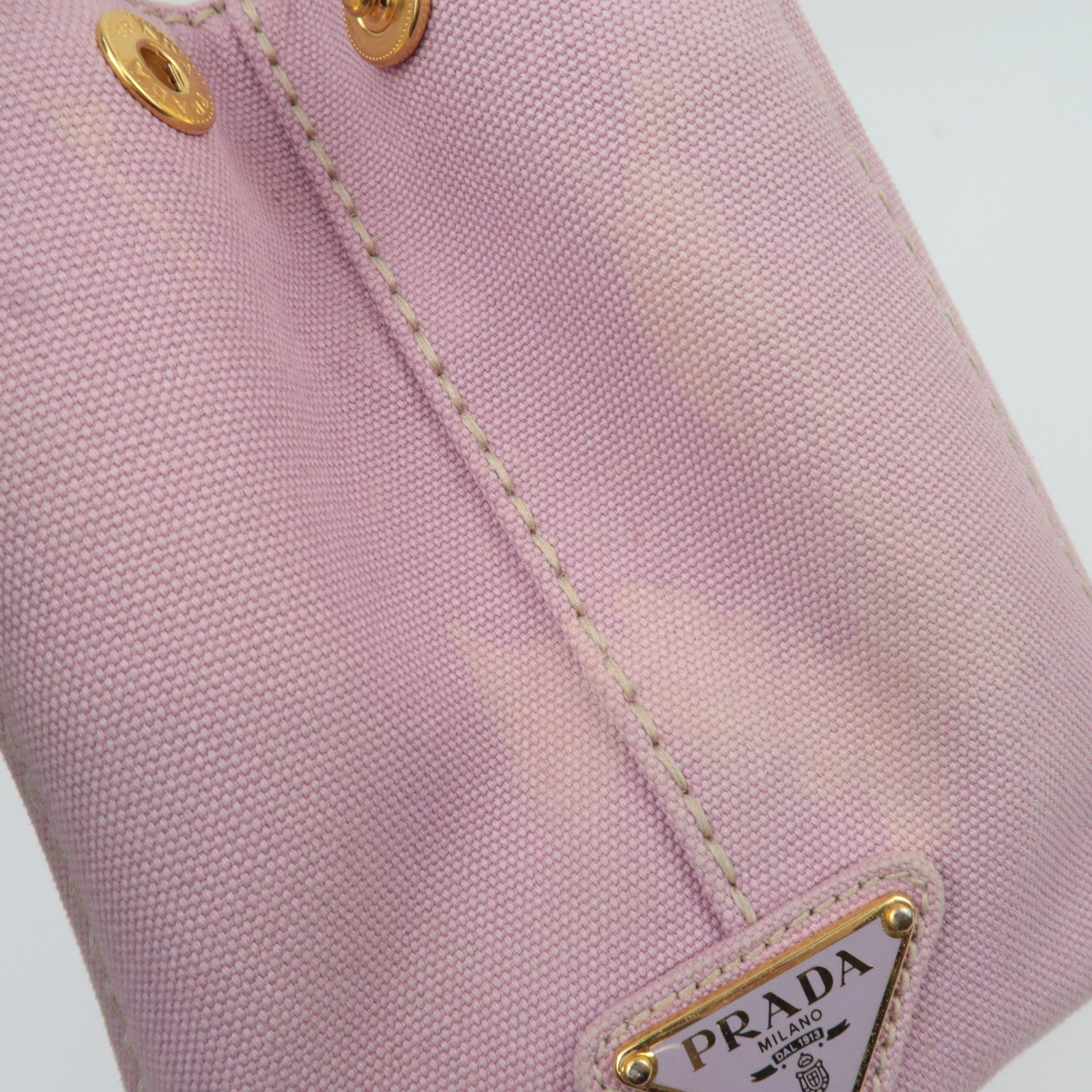 PRADA Canapa Mini Canvas 2Way Handbag Pink 1BG439