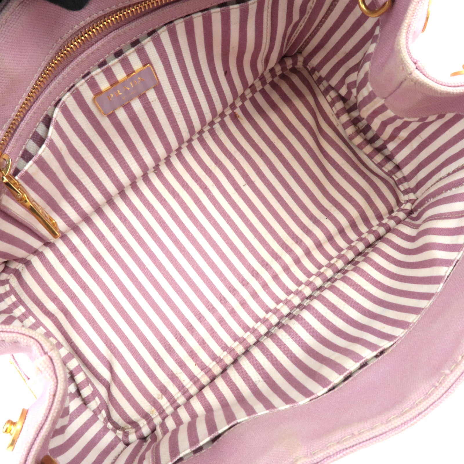 PRADA Canapa Mini Canvas 2Way Handbag Pink 1BG439