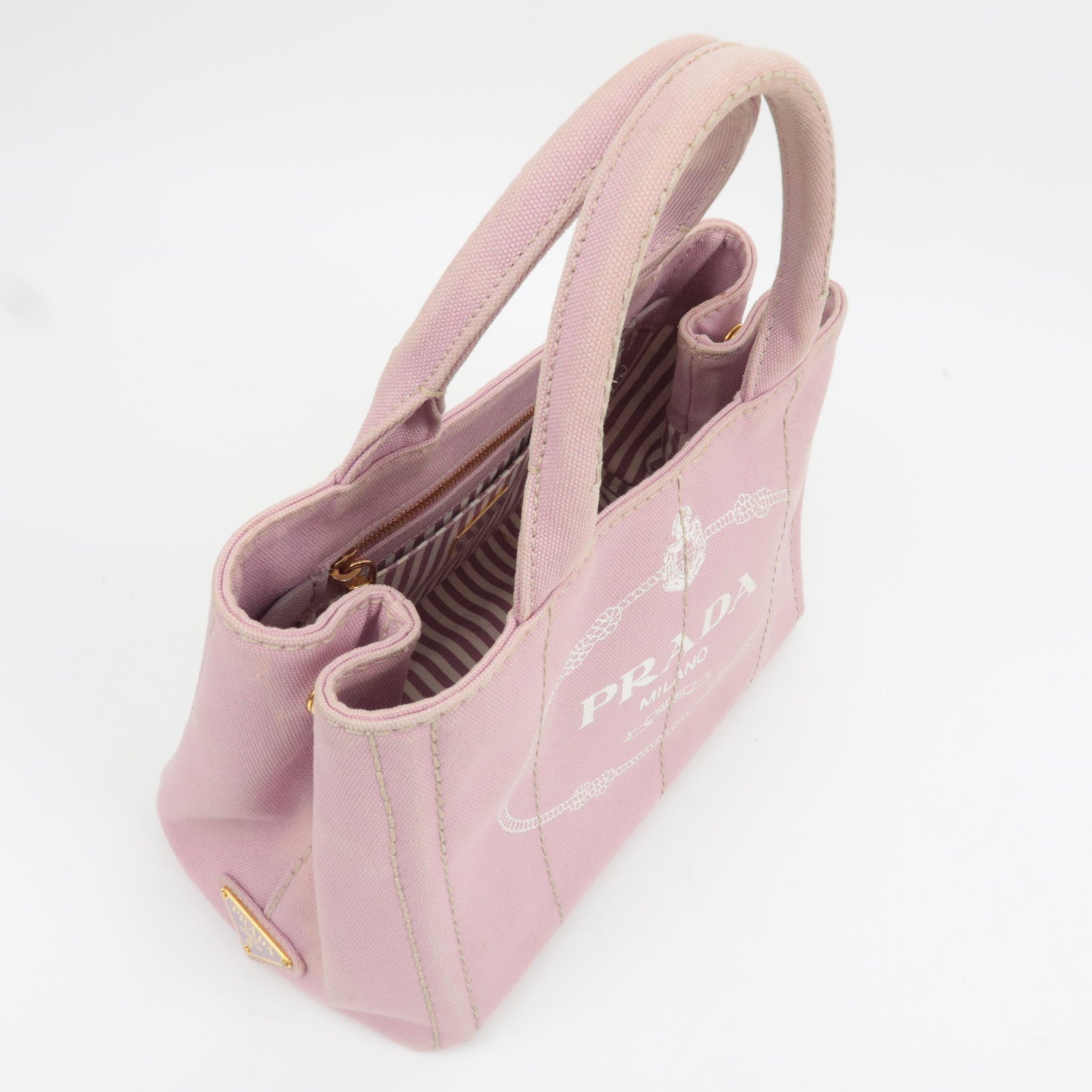 PRADA Canapa Mini Canvas 2Way Handbag Pink 1BG439