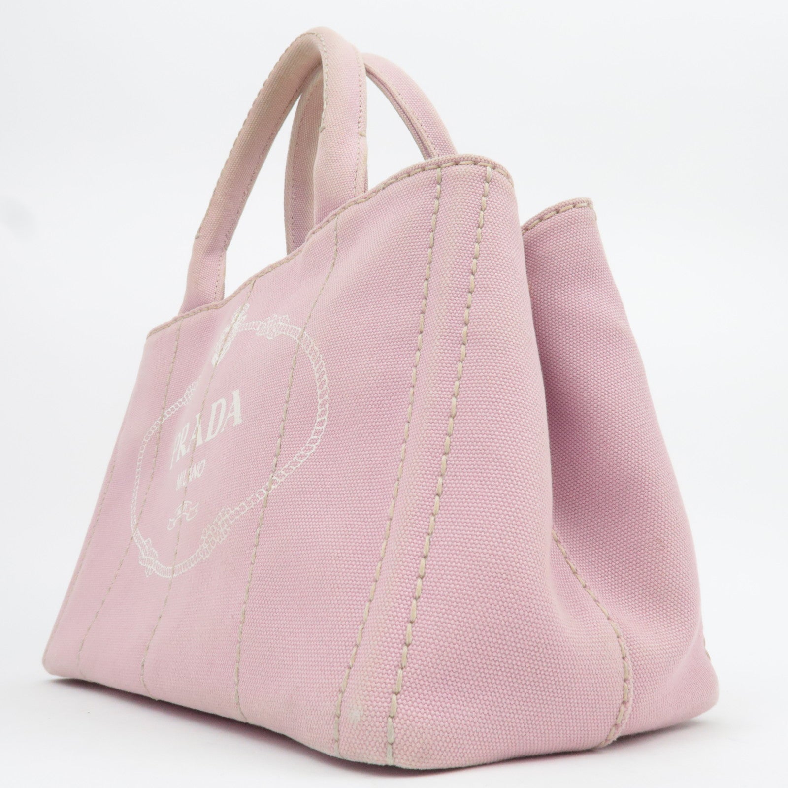 PRADA Canapa Mini Canvas 2Way Handbag Pink 1BG439