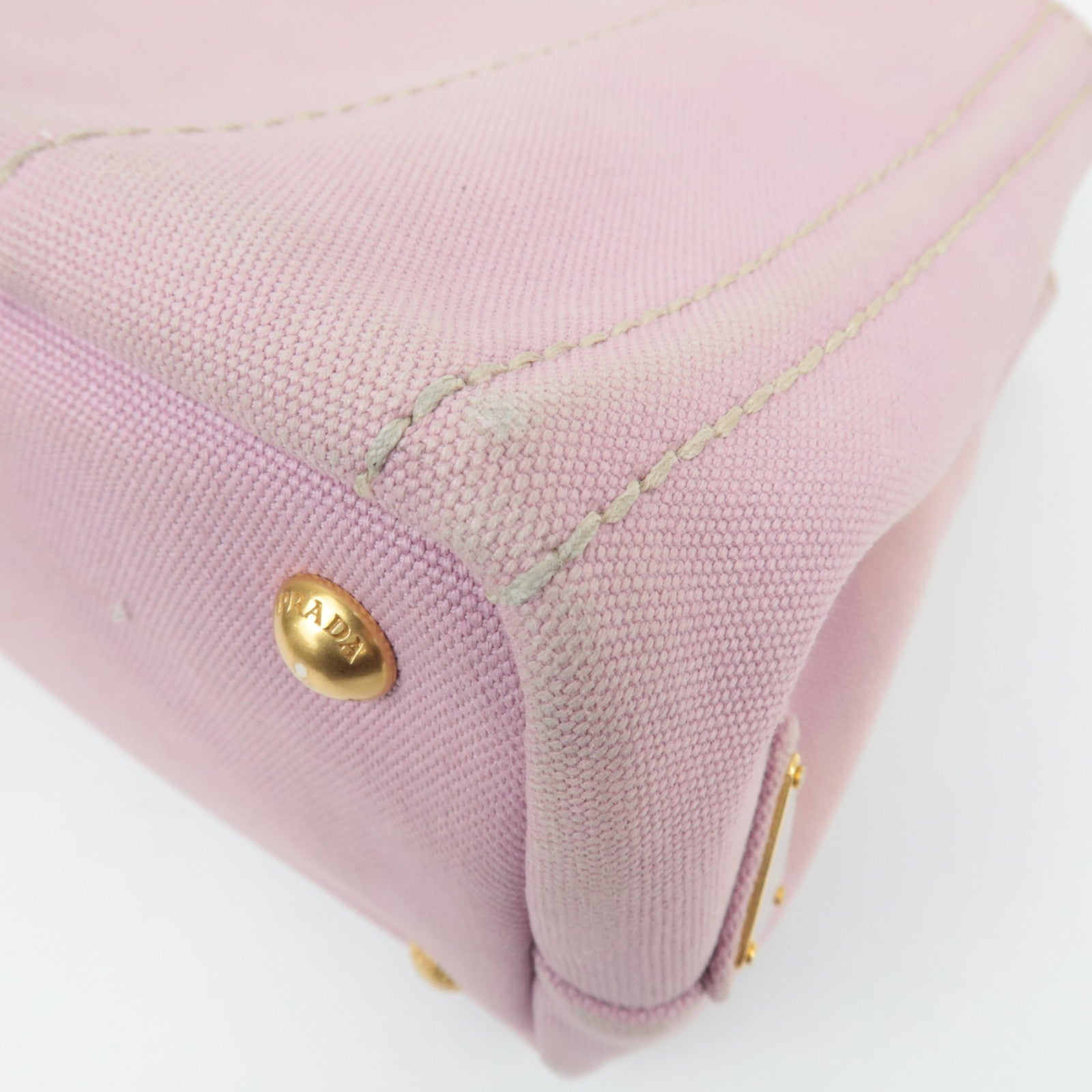 PRADA Canapa Mini Canvas 2Way Handbag Pink 1BG439