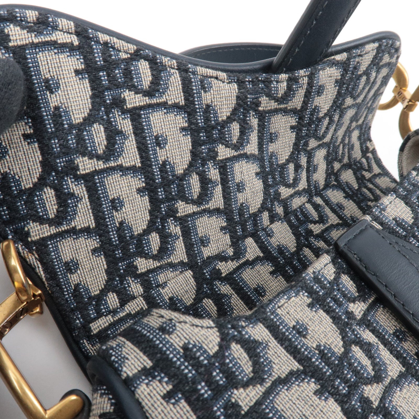 Christian Dior Oblique Trotter Mini Saddle Bag Navy