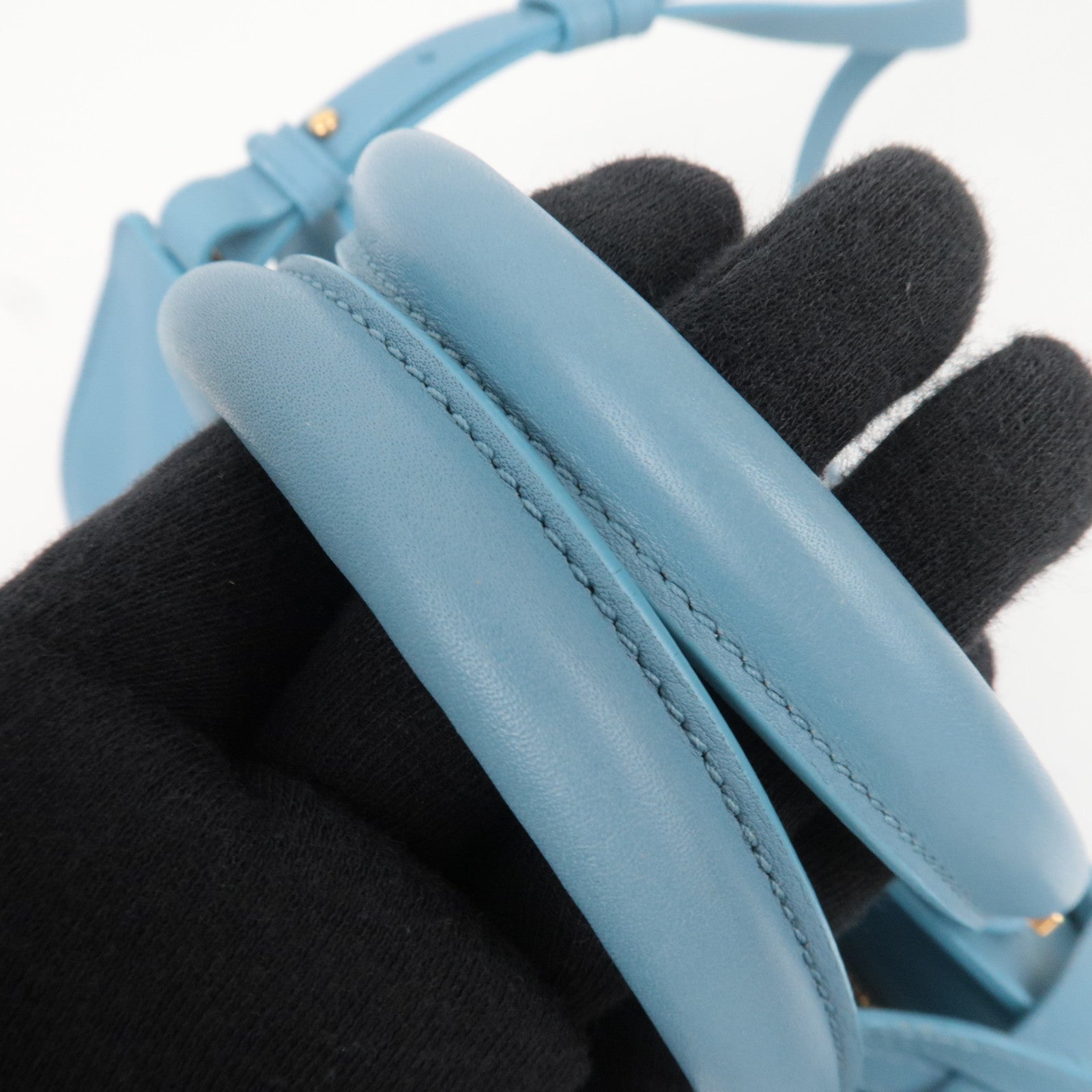 SAINT LAURENT Petit Cabas Leather 2Way Handbag Light Blue 311210