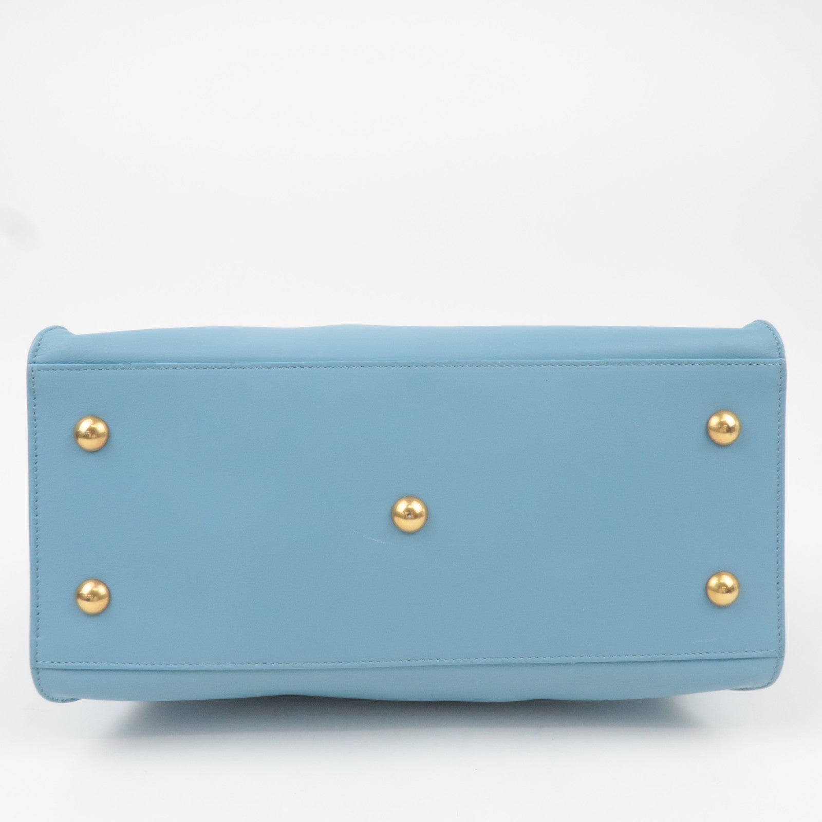 SAINT LAURENT Petit Cabas Leather 2Way Handbag Light Blue 311210