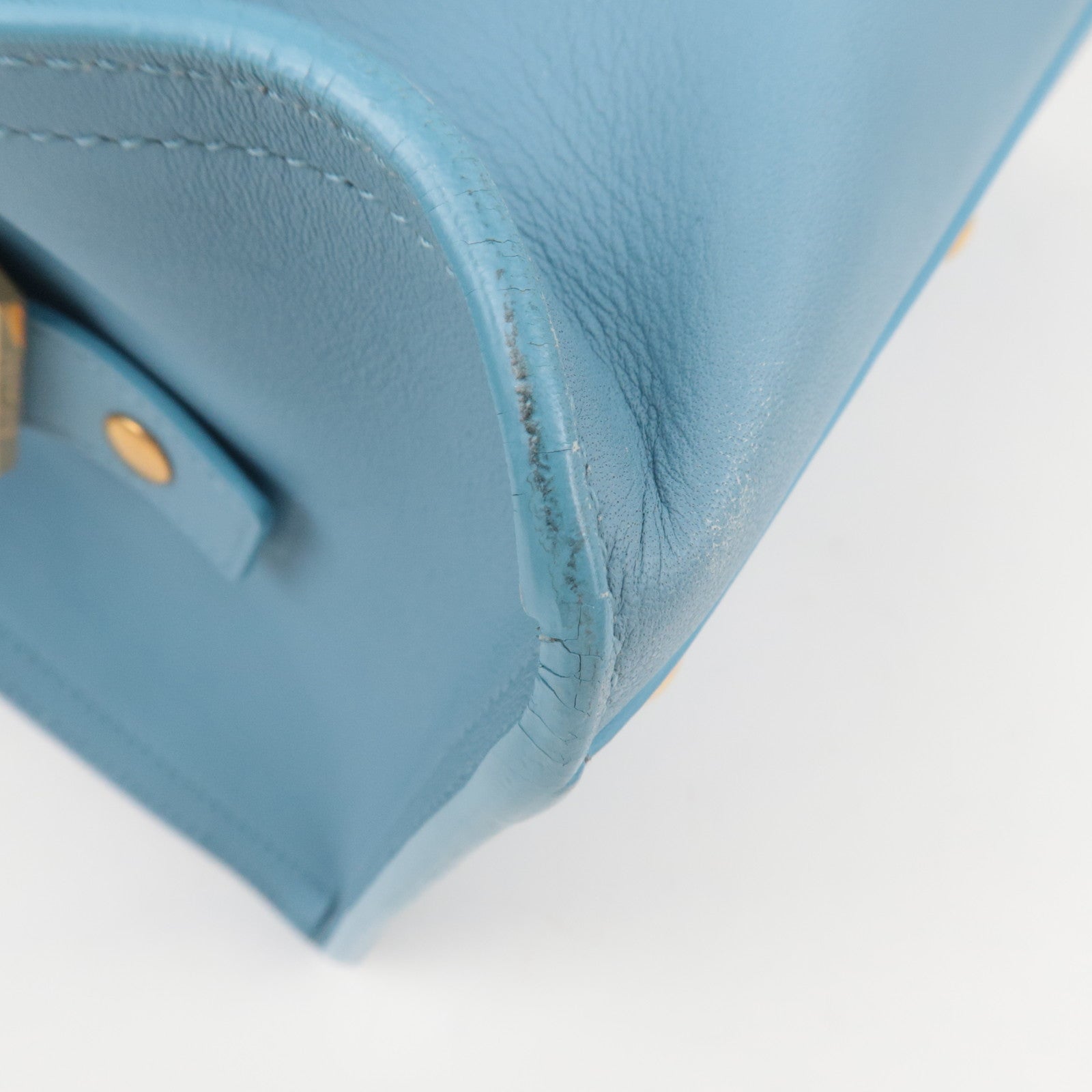 SAINT LAURENT Petit Cabas Leather 2Way Handbag Light Blue 311210