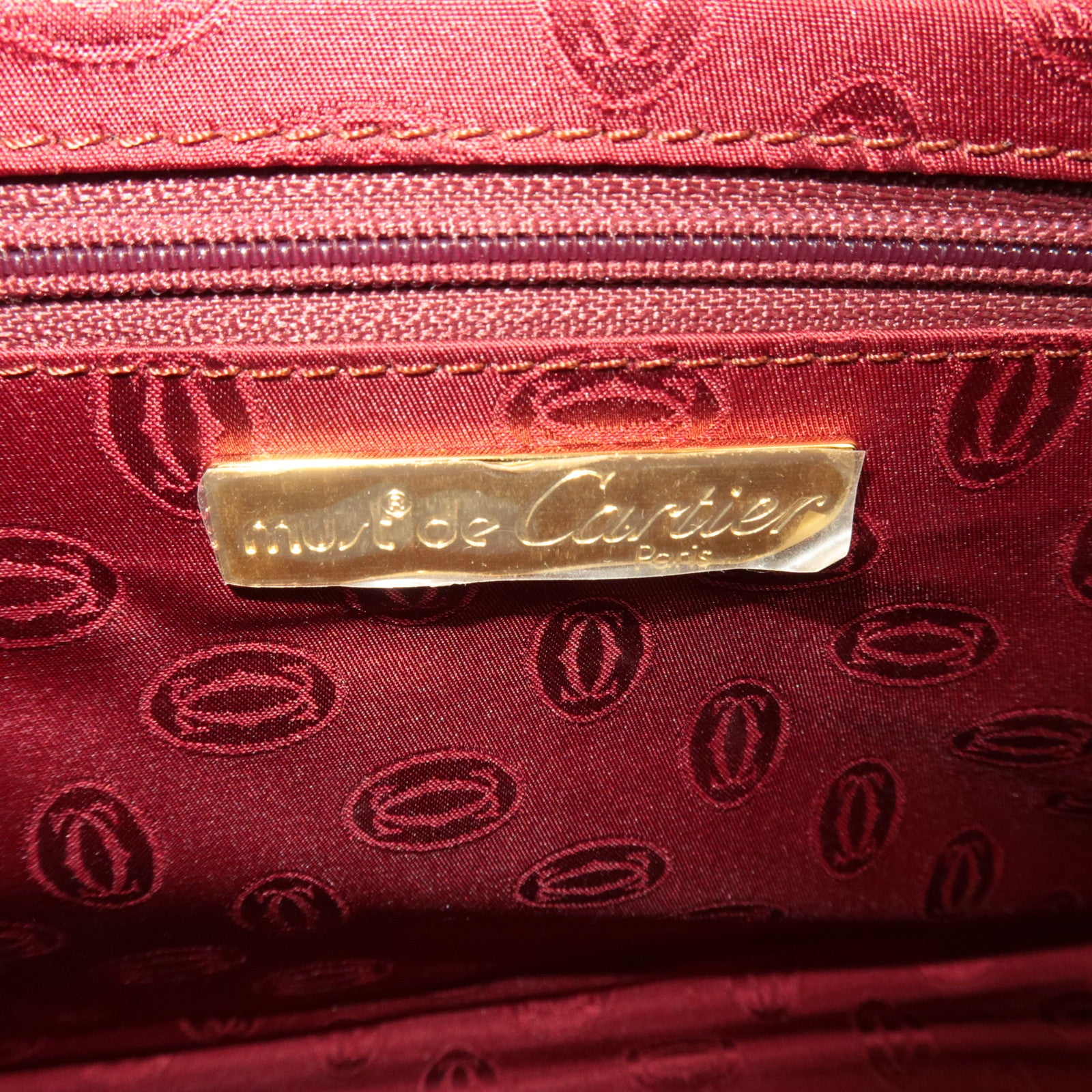 Cartier Must Line Leather Clutch Bag Bordeaux