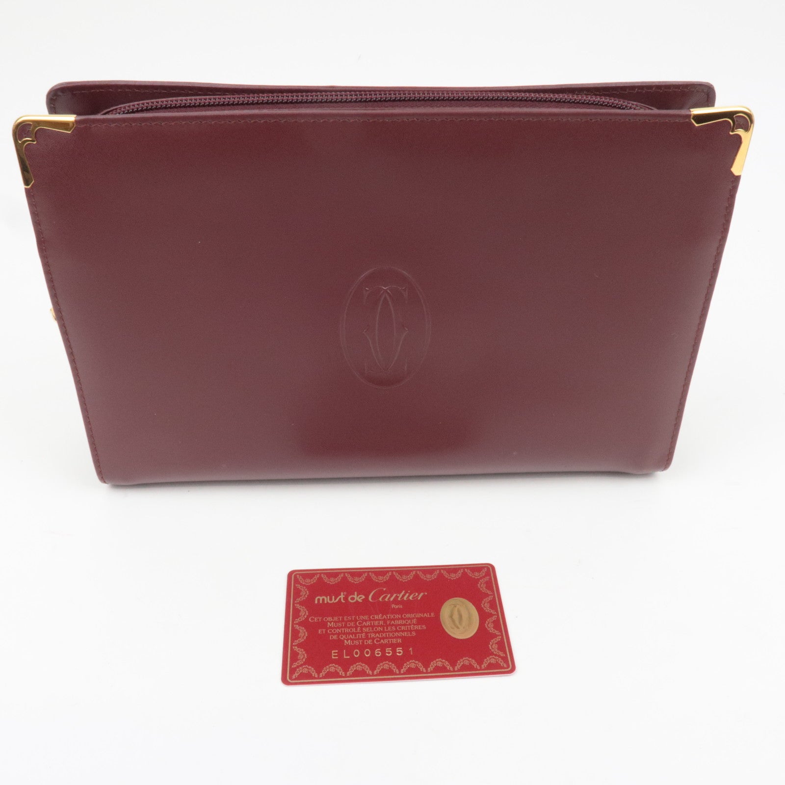 Cartier Must Line Leather Clutch Bag Bordeaux