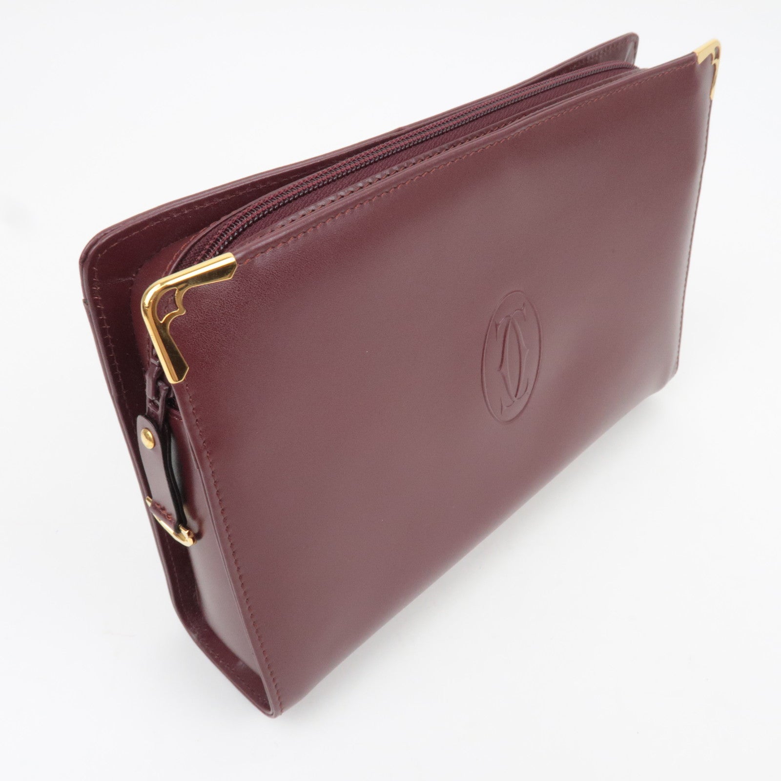 Cartier Must Line Leather Clutch Bag Bordeaux