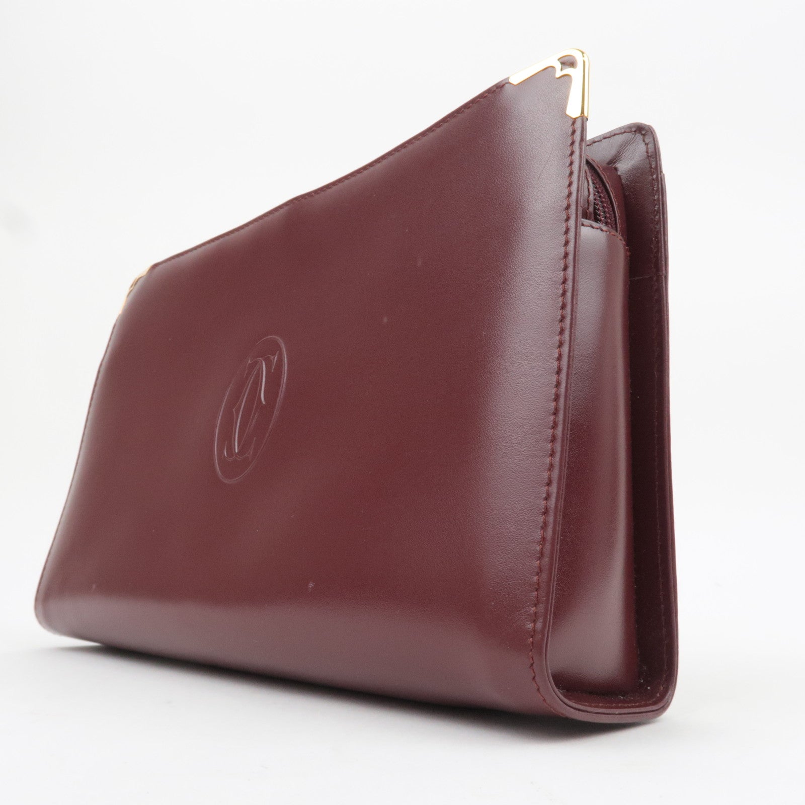 Cartier Must Line Leather Clutch Bag Bordeaux