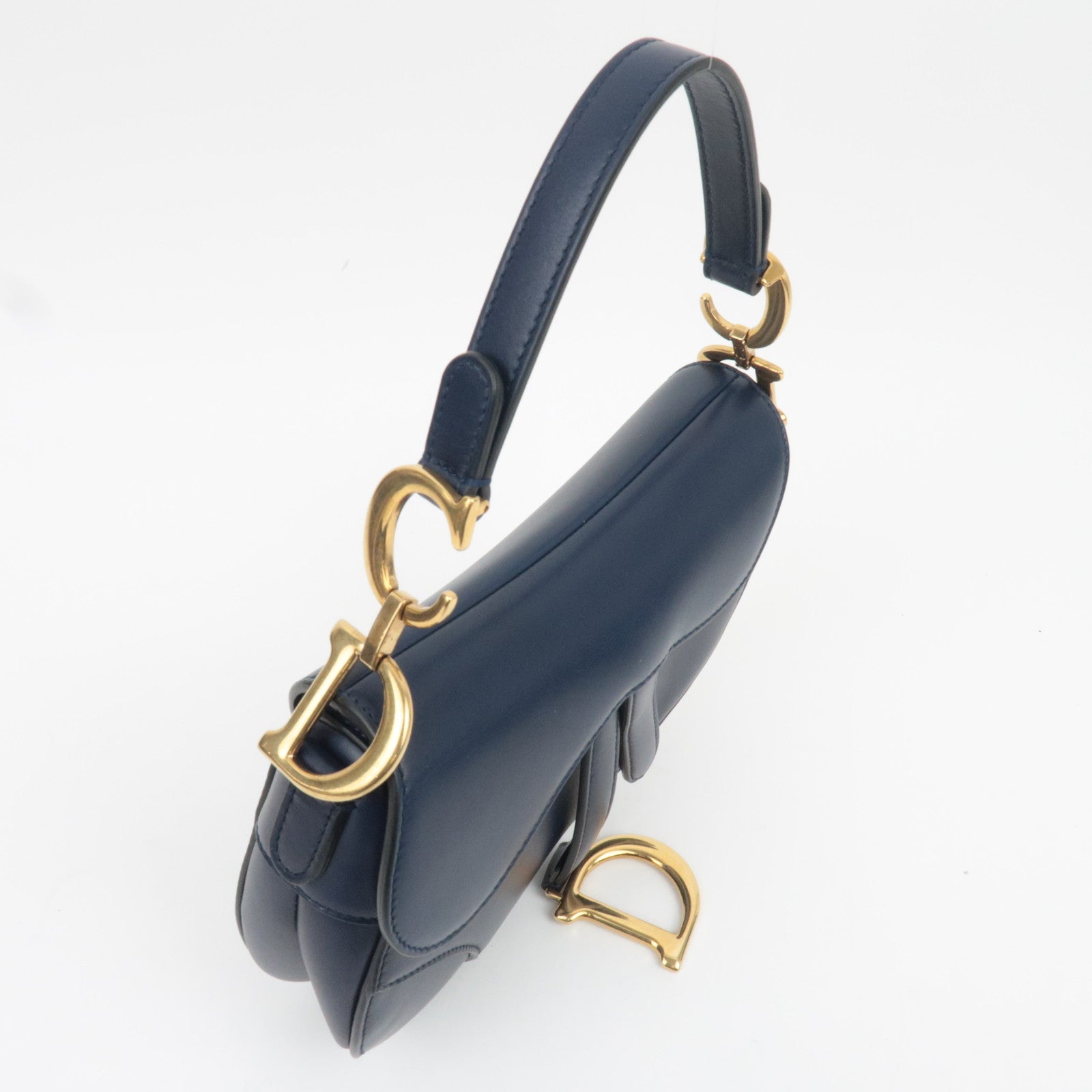 Christian Dior Mini Saddle Leather Handbag Navy