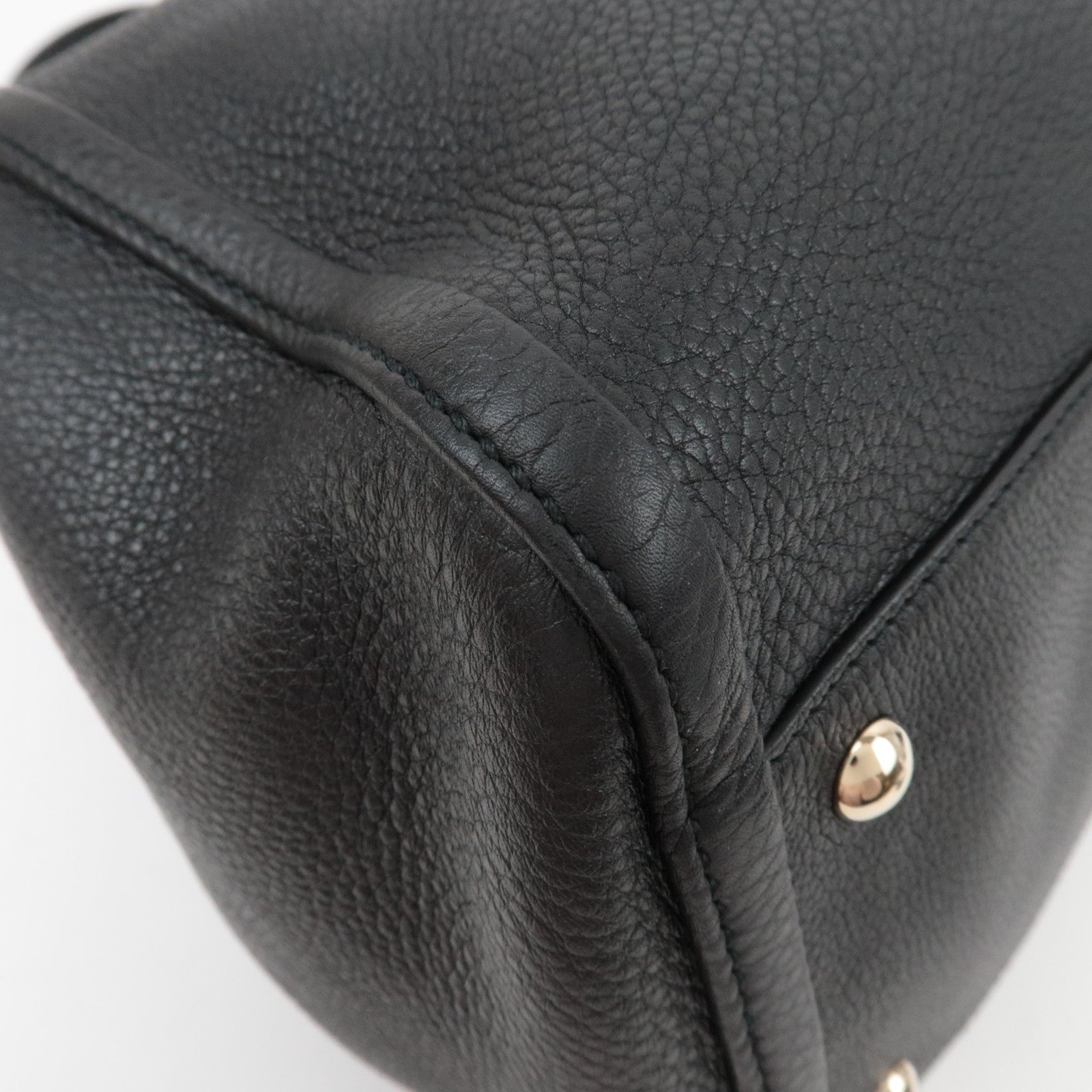 GUCCI Soho Interlocking G Leather Shoulder Bag Black 282309