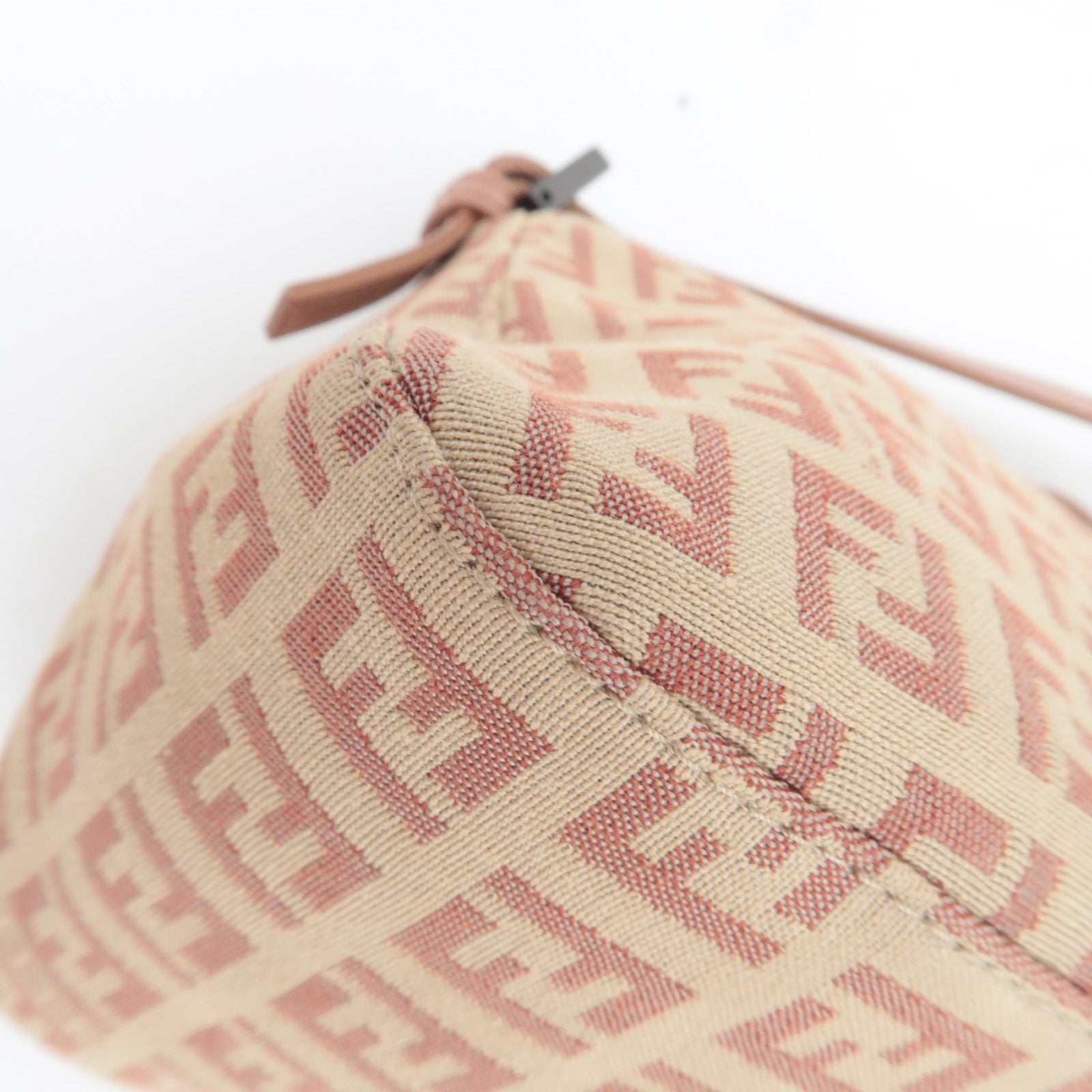 FENDI Zucchino Mini Mamma Baguette Canvas Leather Shoulder Bag Pink 8BR180