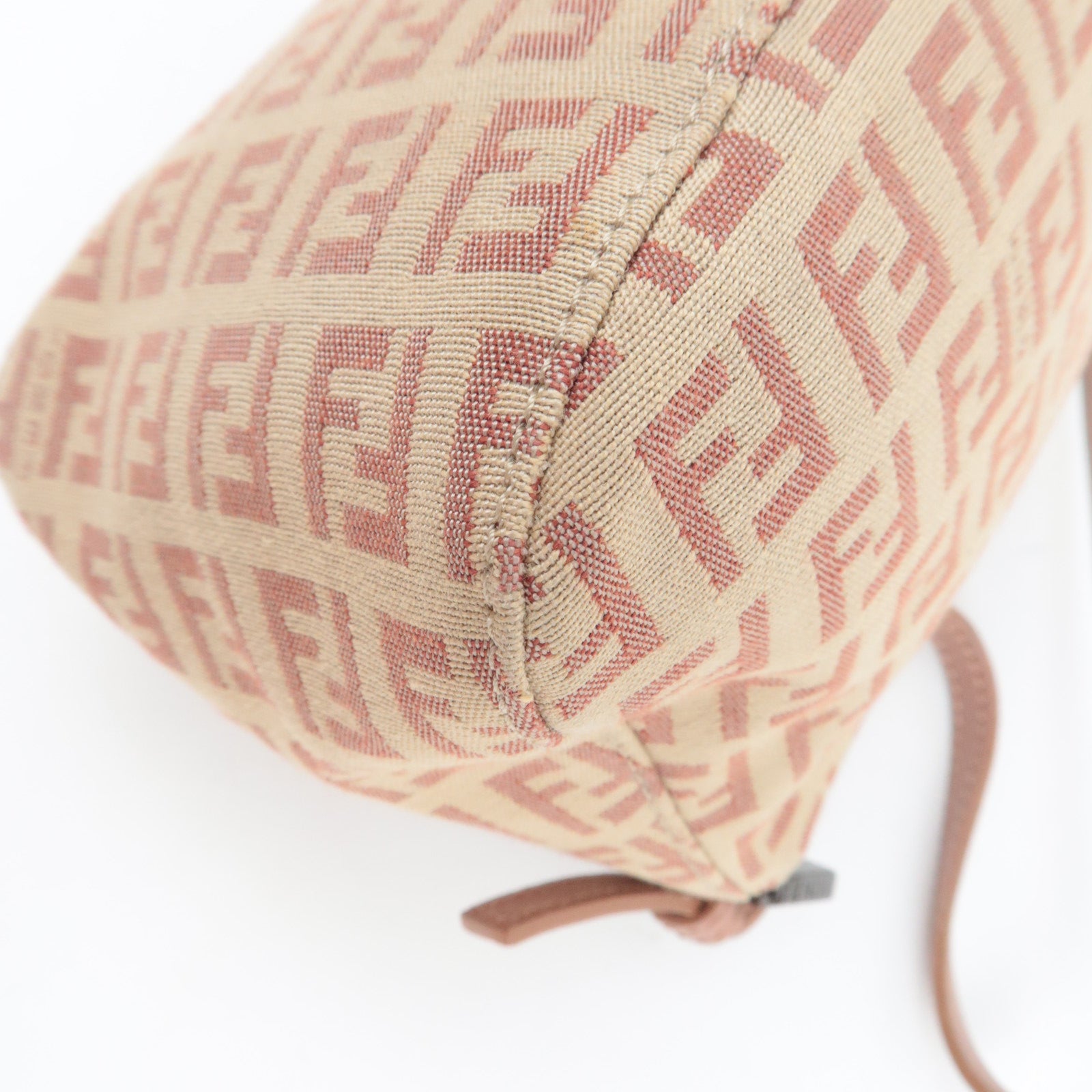 FENDI Zucchino Mini Mamma Baguette Canvas Leather Shoulder Bag Pink 8BR180