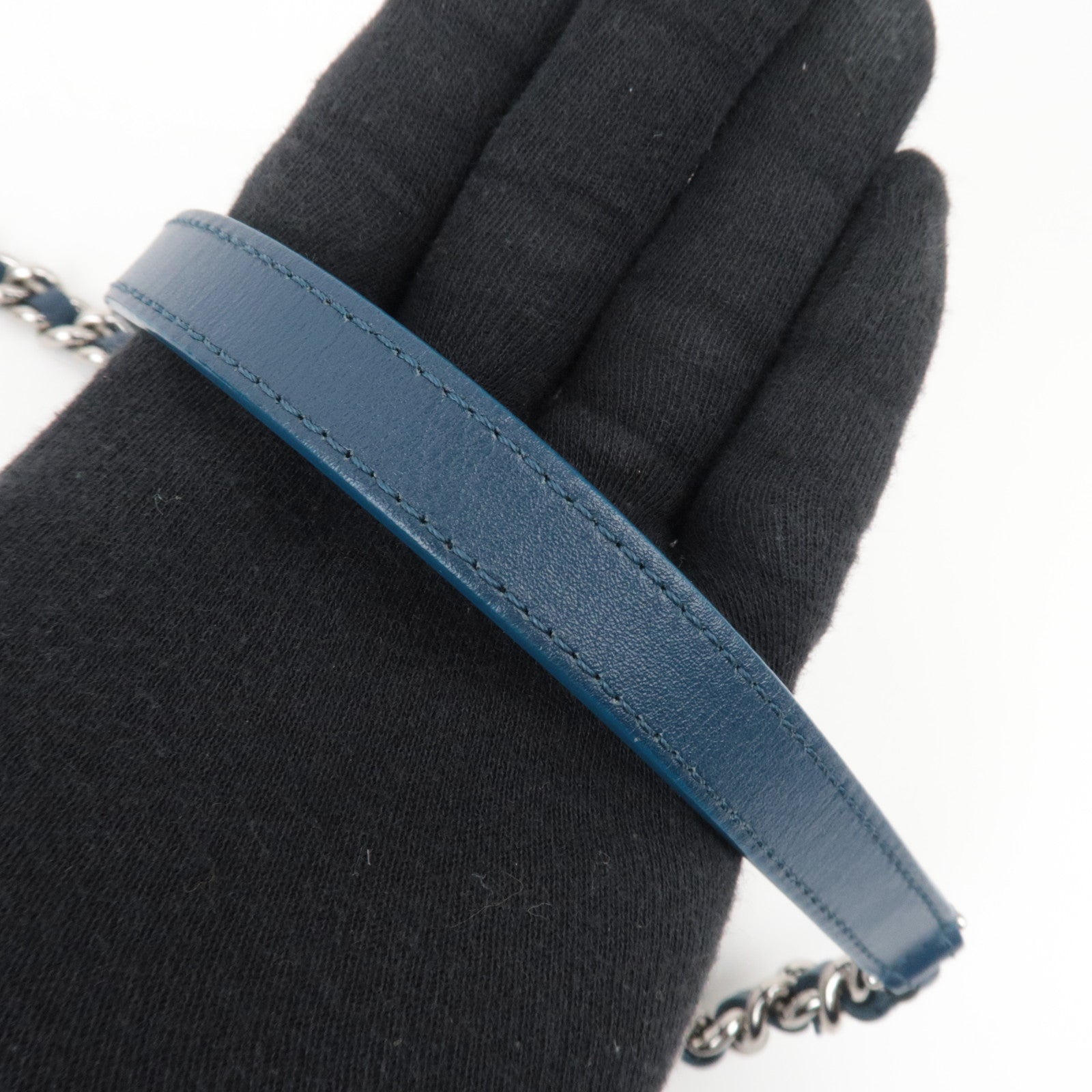 CHANEL Matelasse Calf Leather 2Way Chain Shoulder Bag Navy