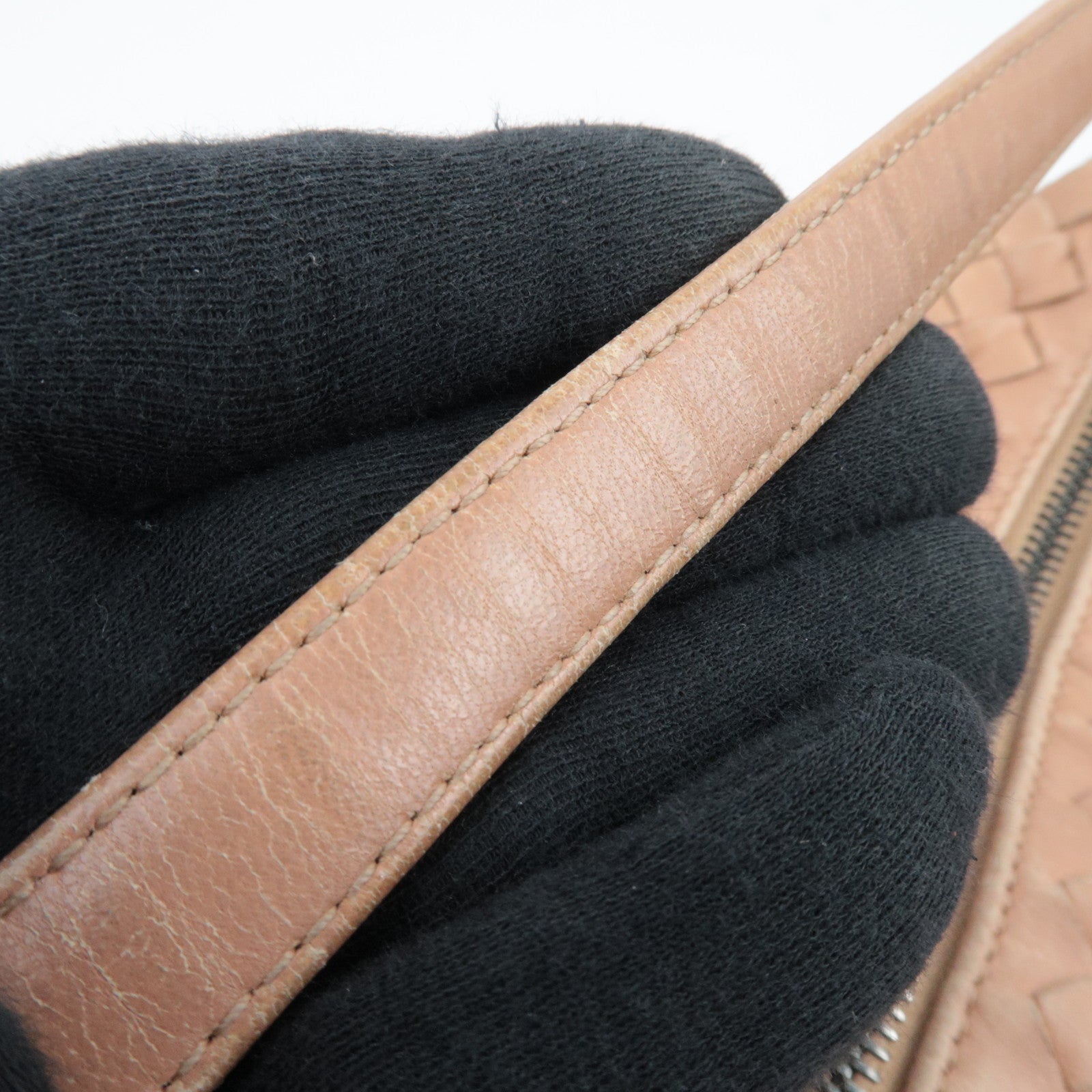 BOTTEGA VENETA Intrecciato Leather Shoulder Bag Beige