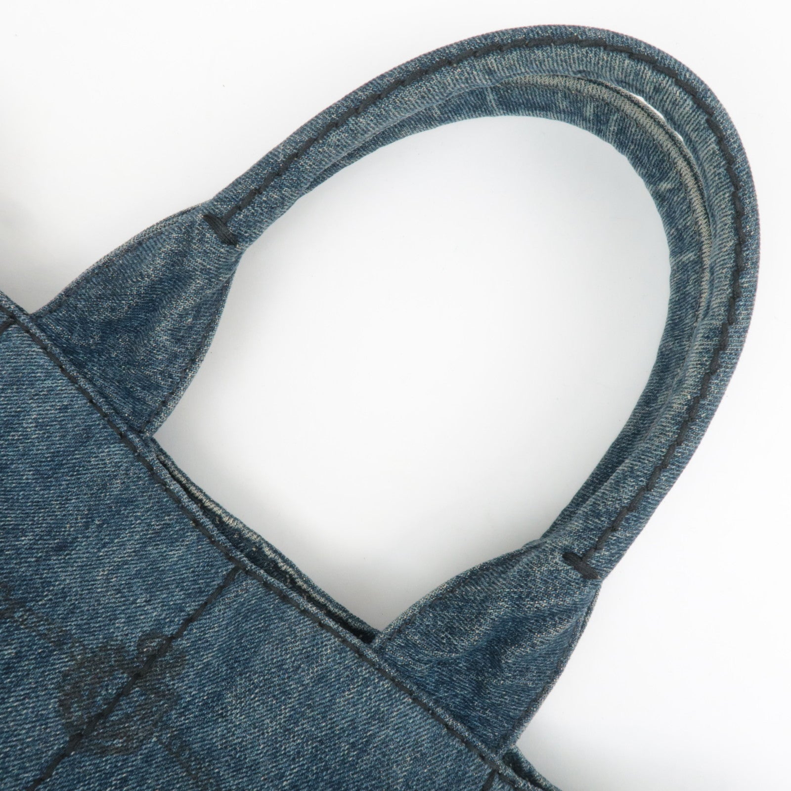 PRADA Canapa Denim Tote Bag Size M Blue B1877B