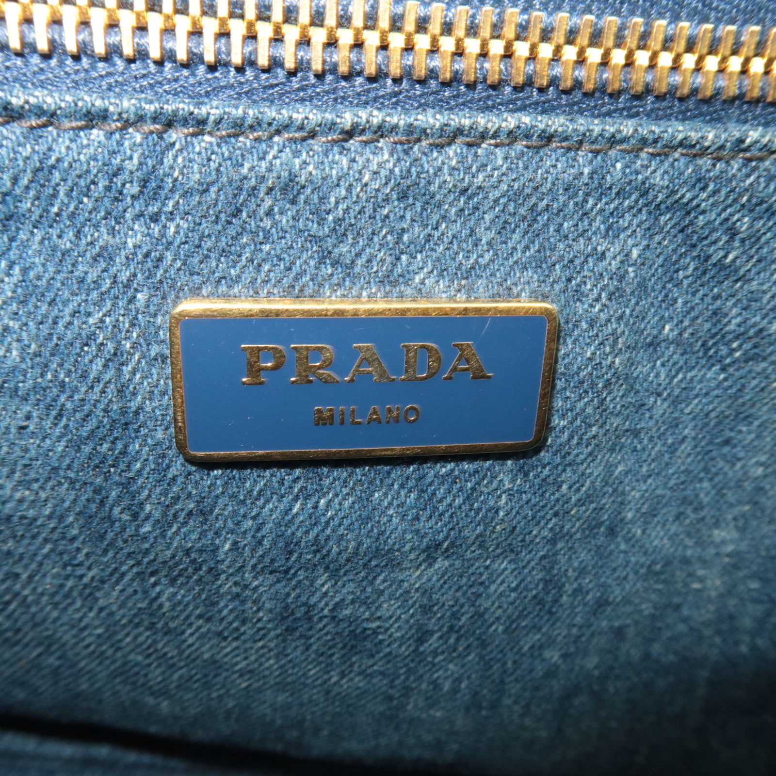 PRADA Canapa Denim Tote Bag Size M Blue B1877B