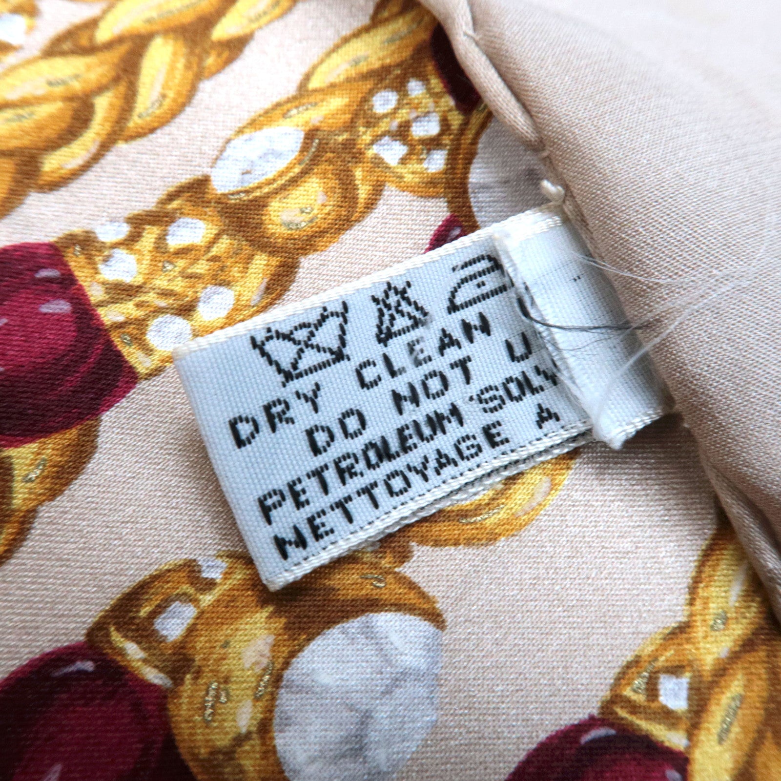 CHANEL Scarf Jewelry Print 100% Silk Greige