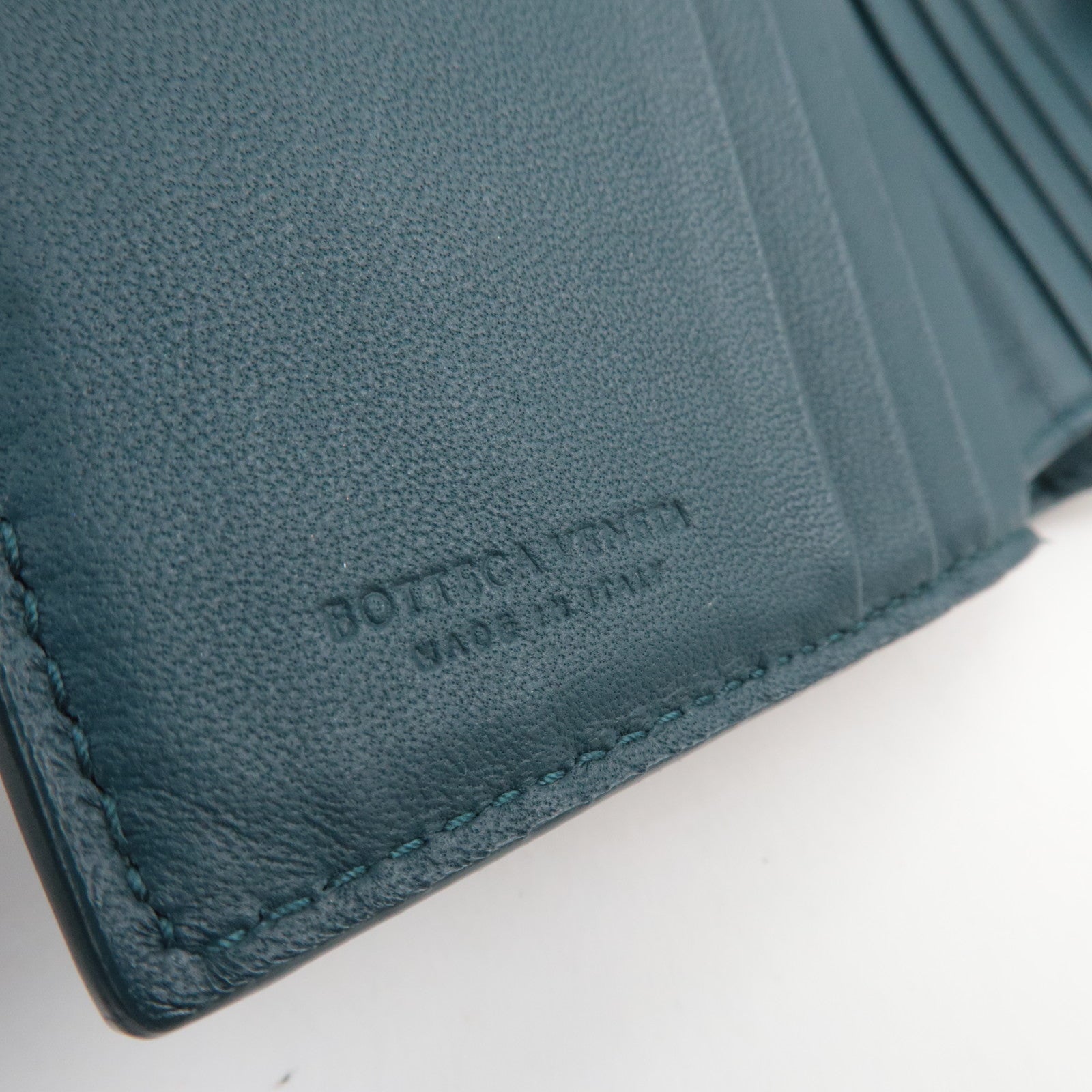 BOTTEGA VENETA Intrecciato Leather Wallet Dark Turquoise