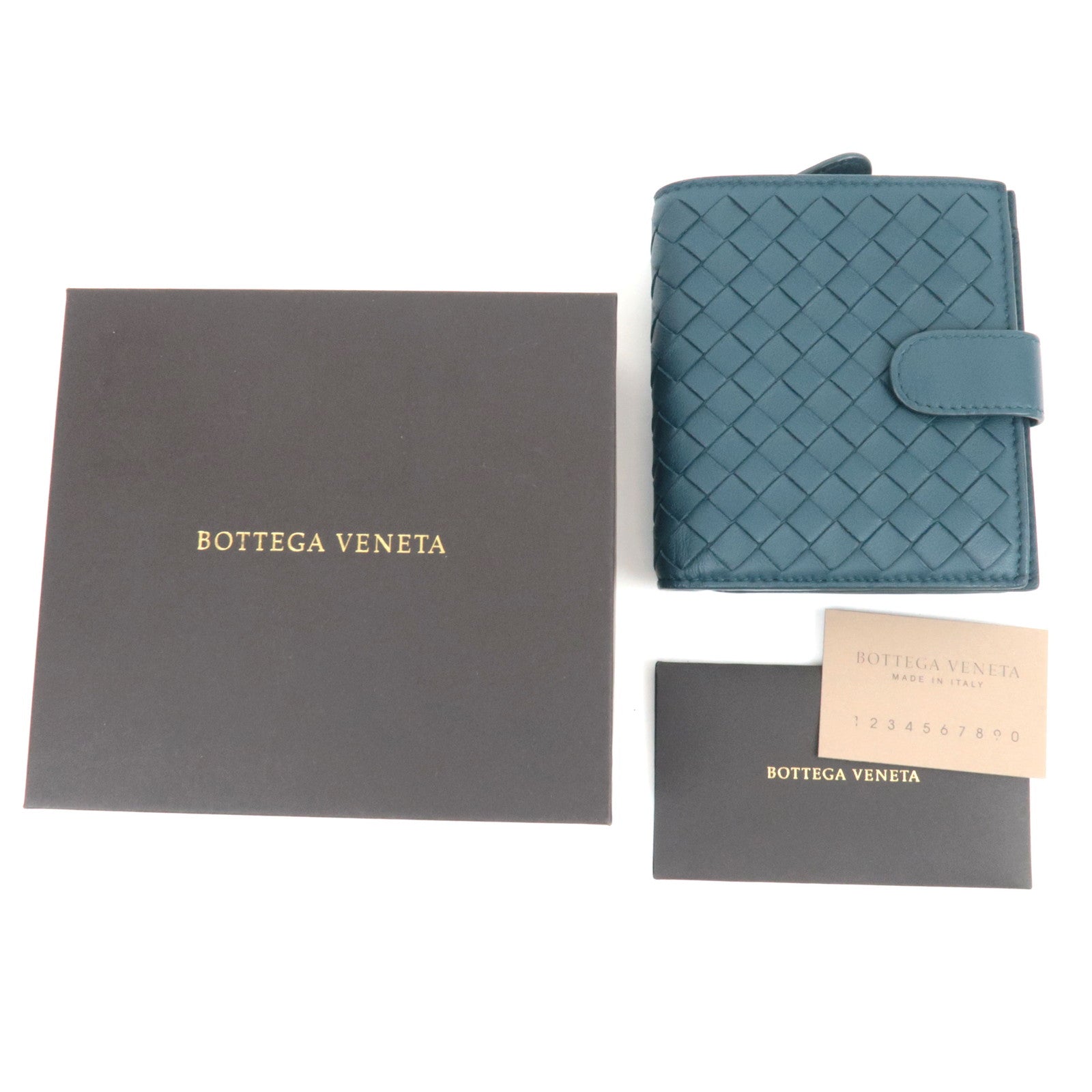 BOTTEGA VENETA Intrecciato Leather Wallet Dark Turquoise
