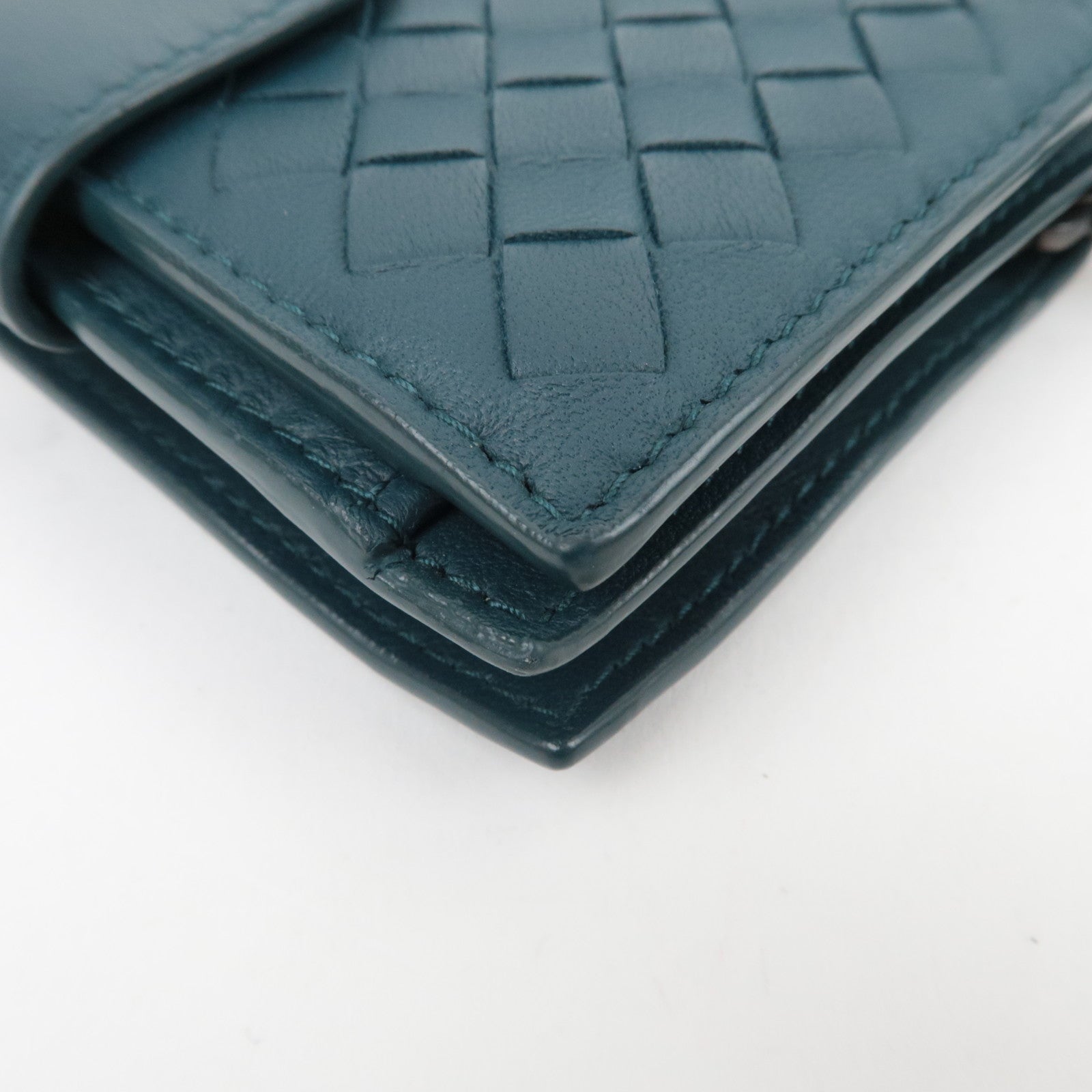 BOTTEGA VENETA Intrecciato Leather Wallet Dark Turquoise
