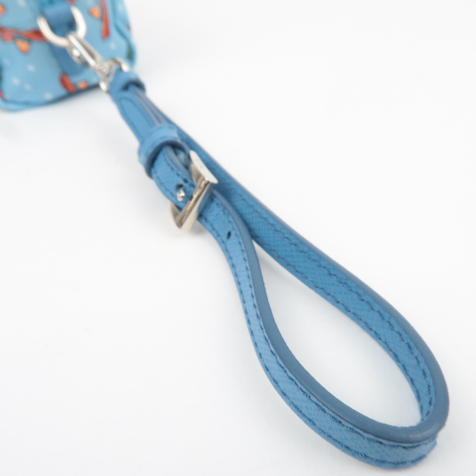 PRADA Cactus Print Small Pouch Nylon Leather Light Blue